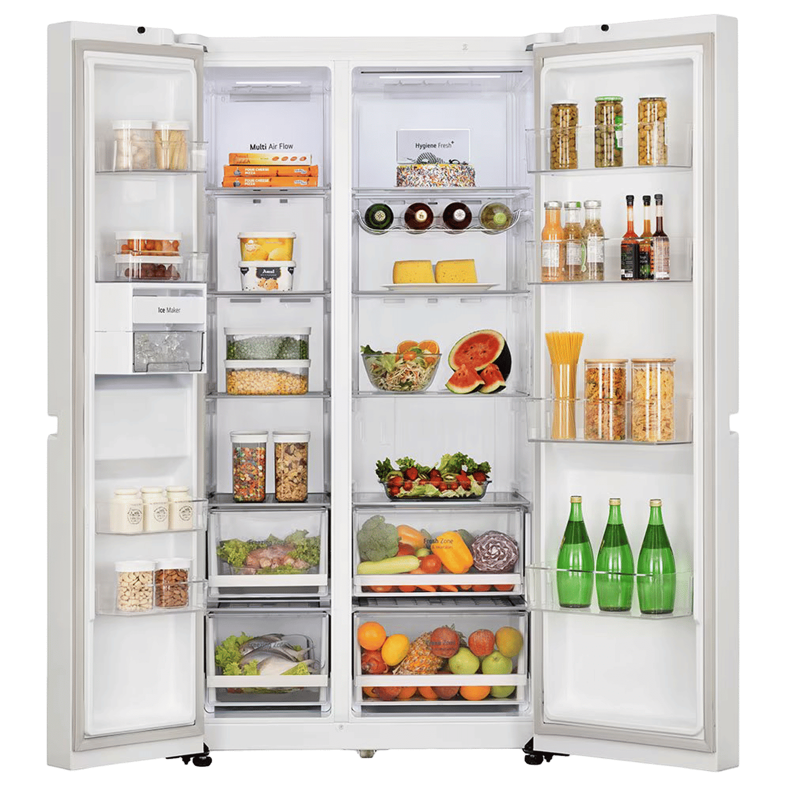 LG 650 Litres 3 Star Frost Free Side by Side Convertible Refrigerator with Smart Inverter Compressor (GLB257DLW3, Linen White)_3