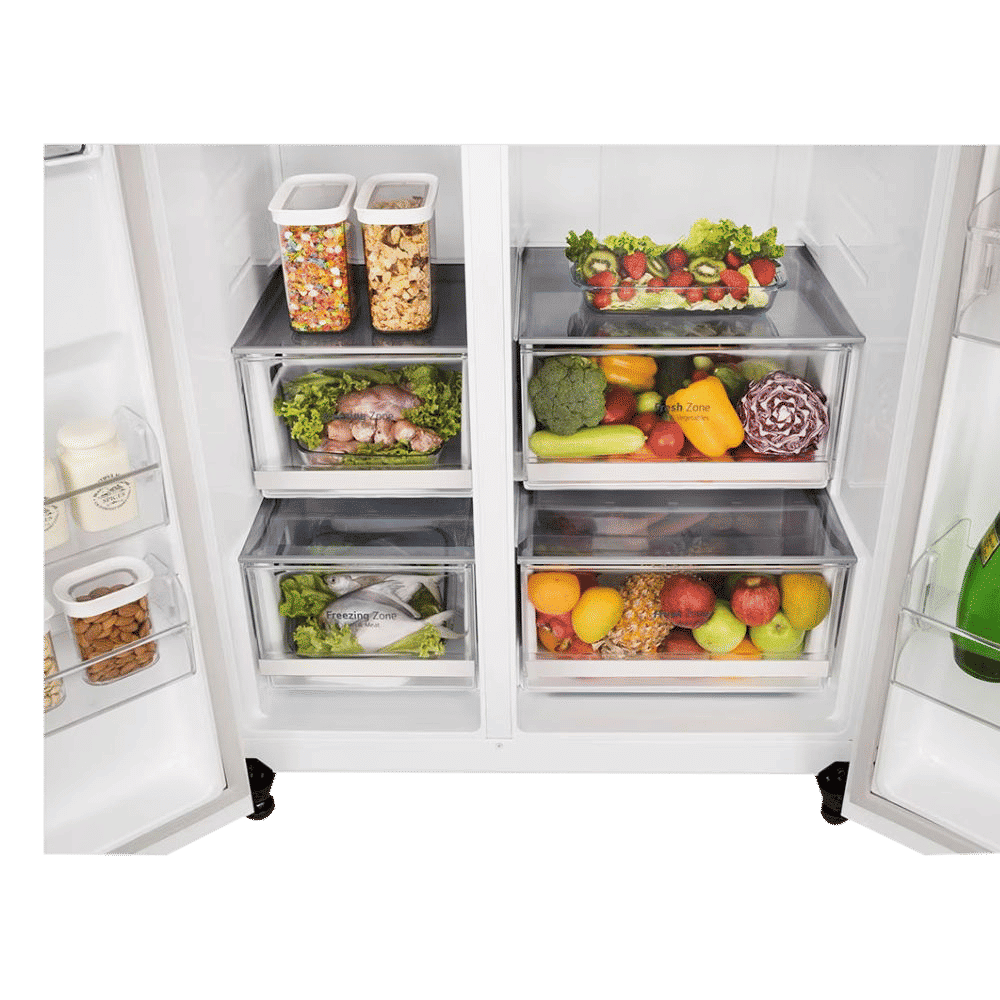 LG 650 Litres 3 Star Frost Free Side by Side Convertible Refrigerator with Smart Inverter Compressor (GLB257DLW3, Linen White)_7
