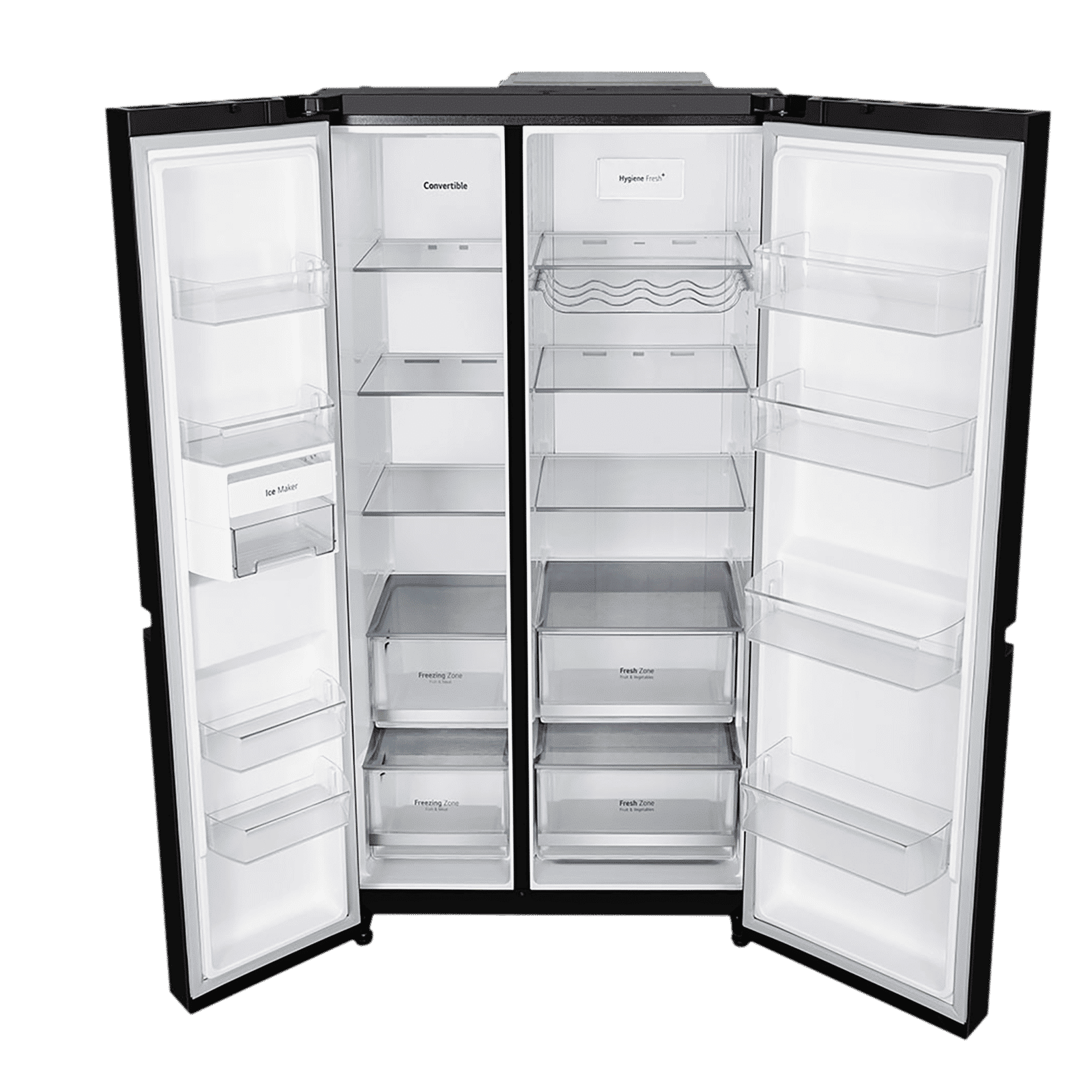 LG 650 Litres 3 Star Frost Free Side by Side Convertible Refrigerator with Smart Inverter Compressor (GLB257DBM3, Black Mirror)_18