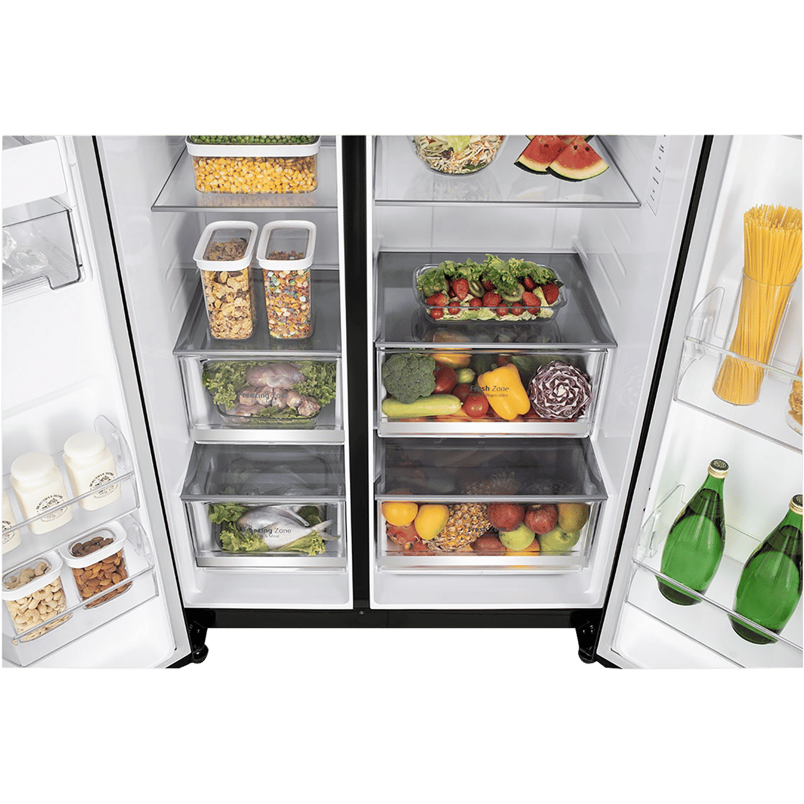 LG 650 Litres 3 Star Frost Free Side by Side Convertible Refrigerator with Smart Inverter Compressor (GLB257DBM3, Black Mirror)_9