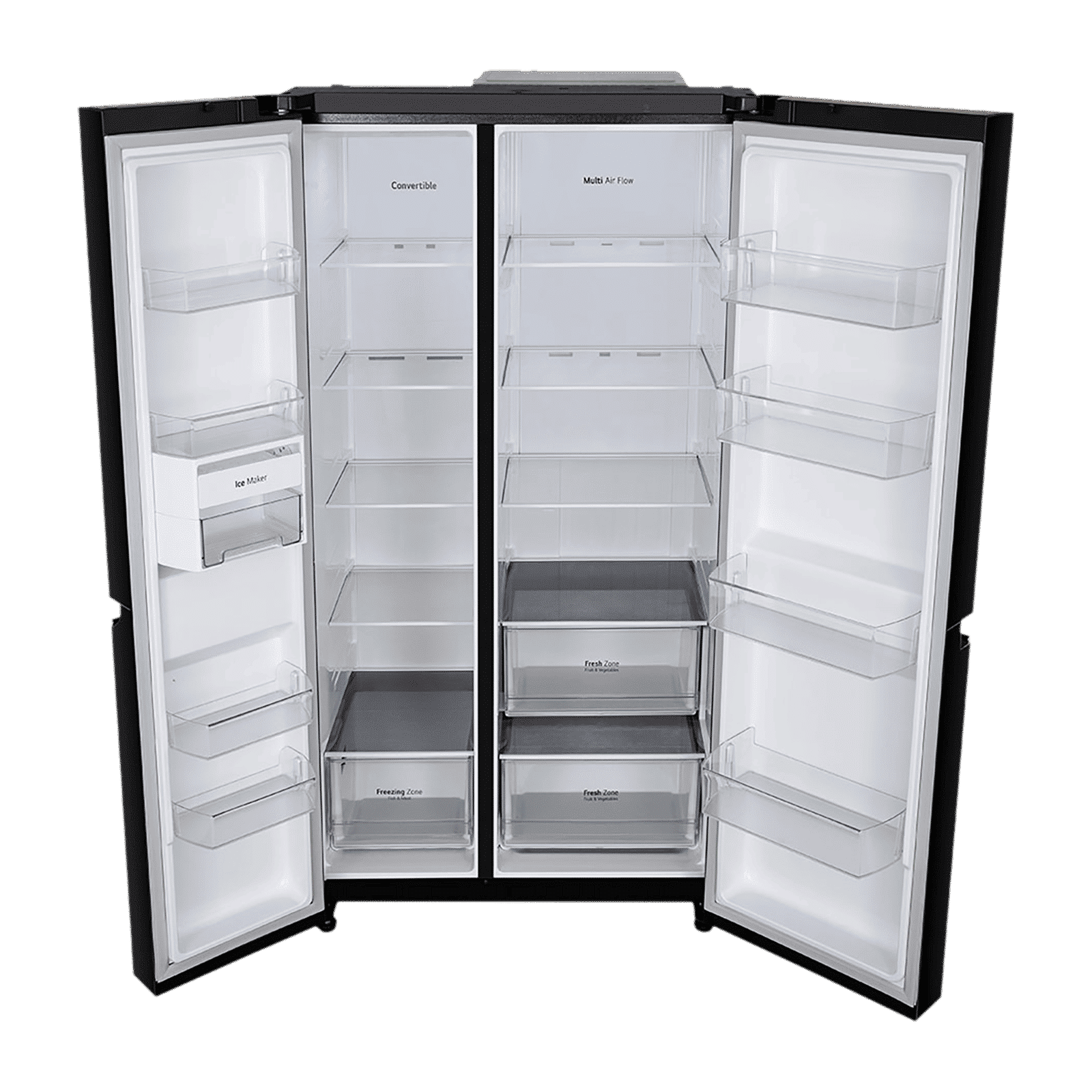 LG 650 Litres 3 Star Frost Free Side by Side Refrigerator with Multi Air Flow (GLB257HWB3, Western Black)_16