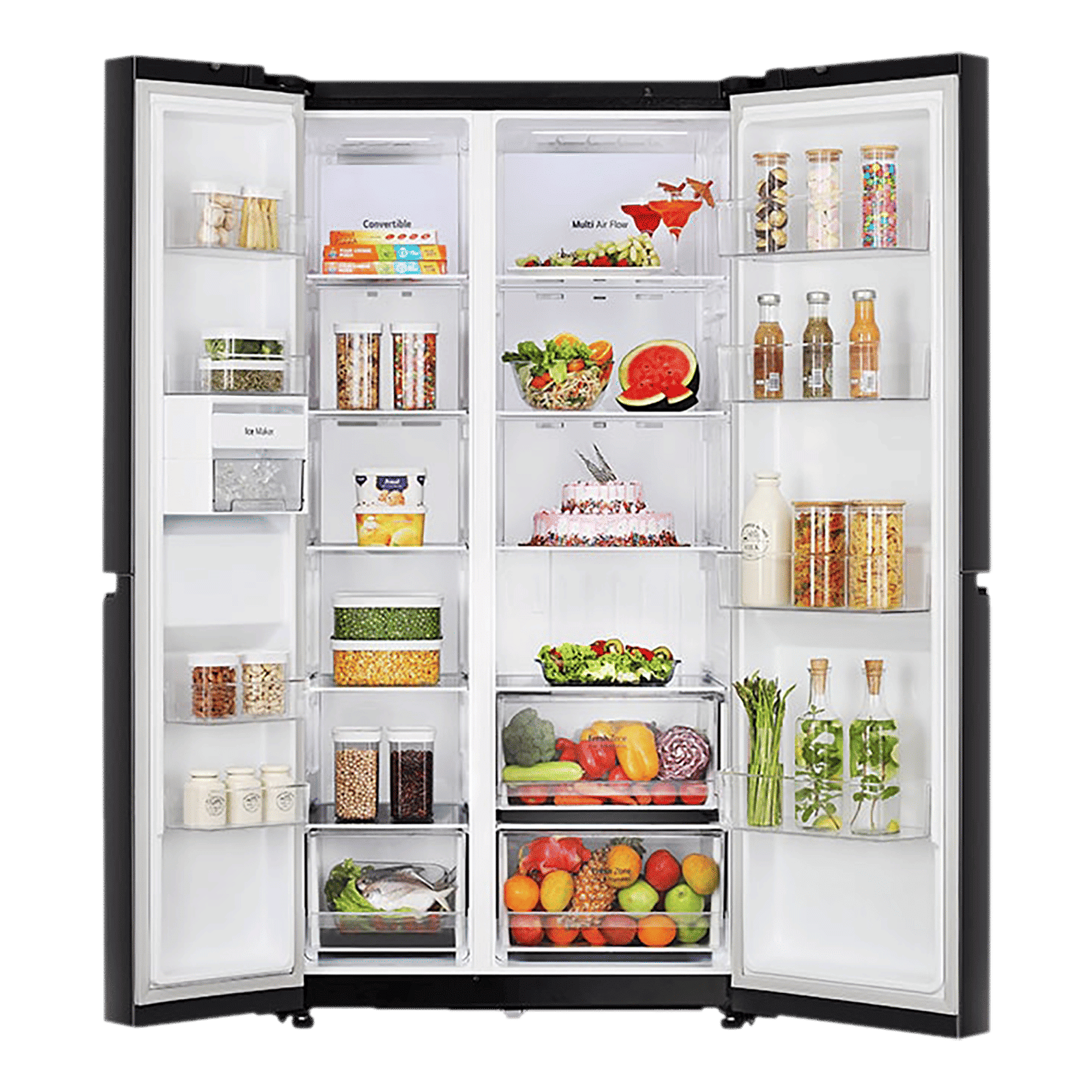 LG 650 Litres 3 Star Frost Free Side by Side Refrigerator with Multi Air Flow (GLB257HWB3, Western Black)_5