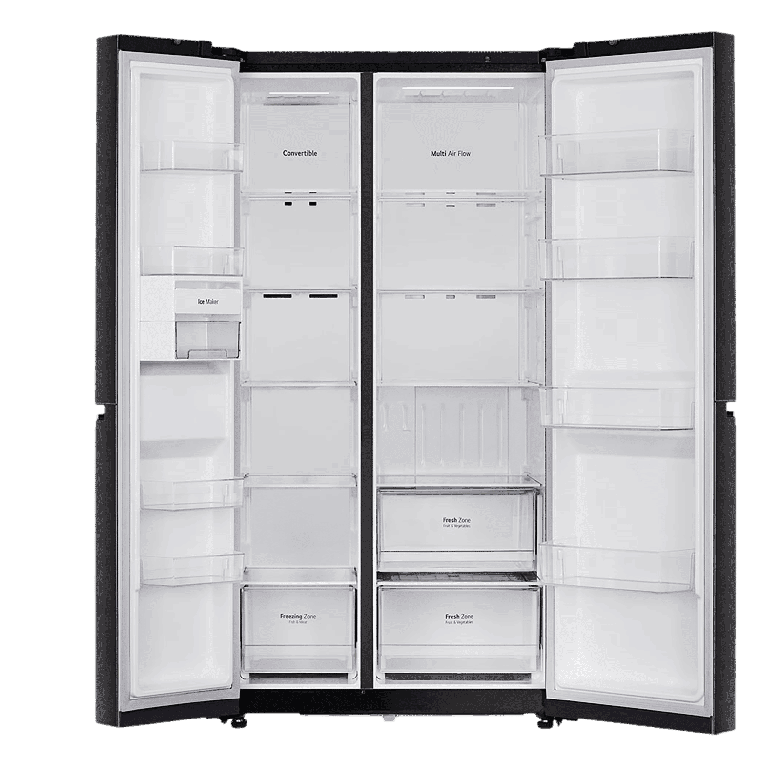 LG 650 Litres 3 Star Frost Free Side by Side Refrigerator with Multi Air Flow (GLB257HWB3, Western Black)_6