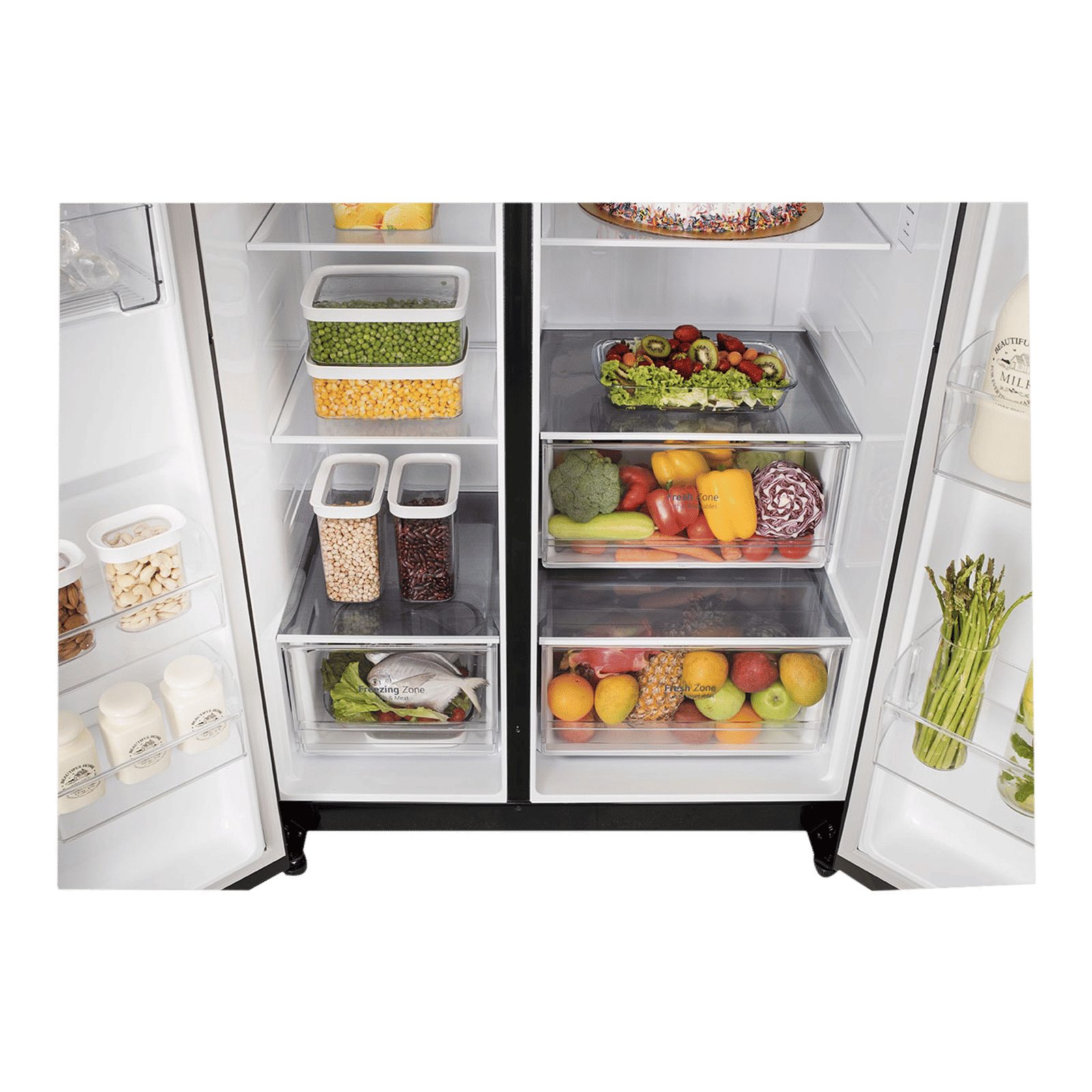 LG 650 Litres 3 Star Frost Free Side by Side Refrigerator with Multi Air Flow (GLB257HWB3, Western Black)_8