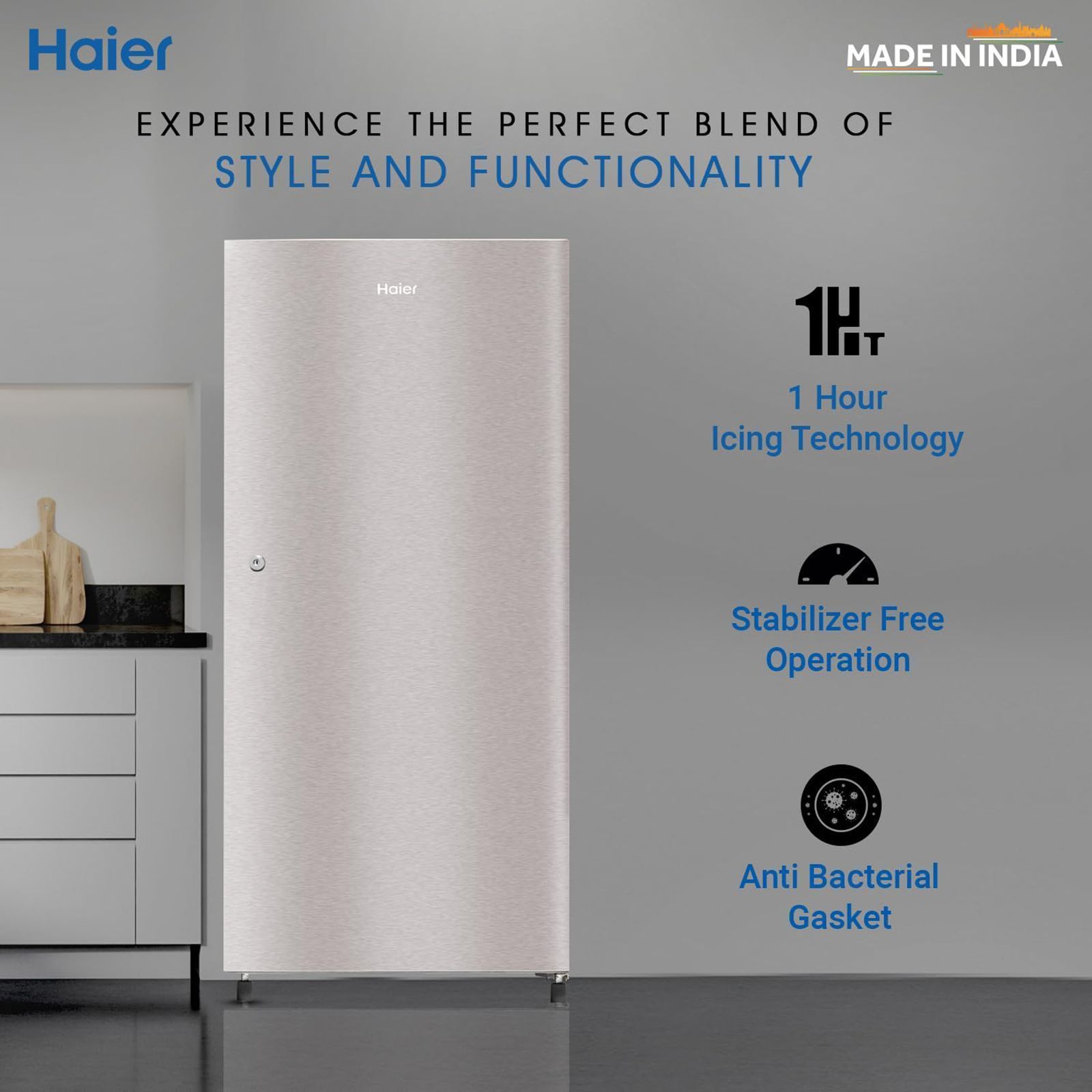Haier 215 Litres 3 Star Direct Cool Single Door Refrigerator with Stabilizer Free Operation (HED223TSP, Inox Steel)_6