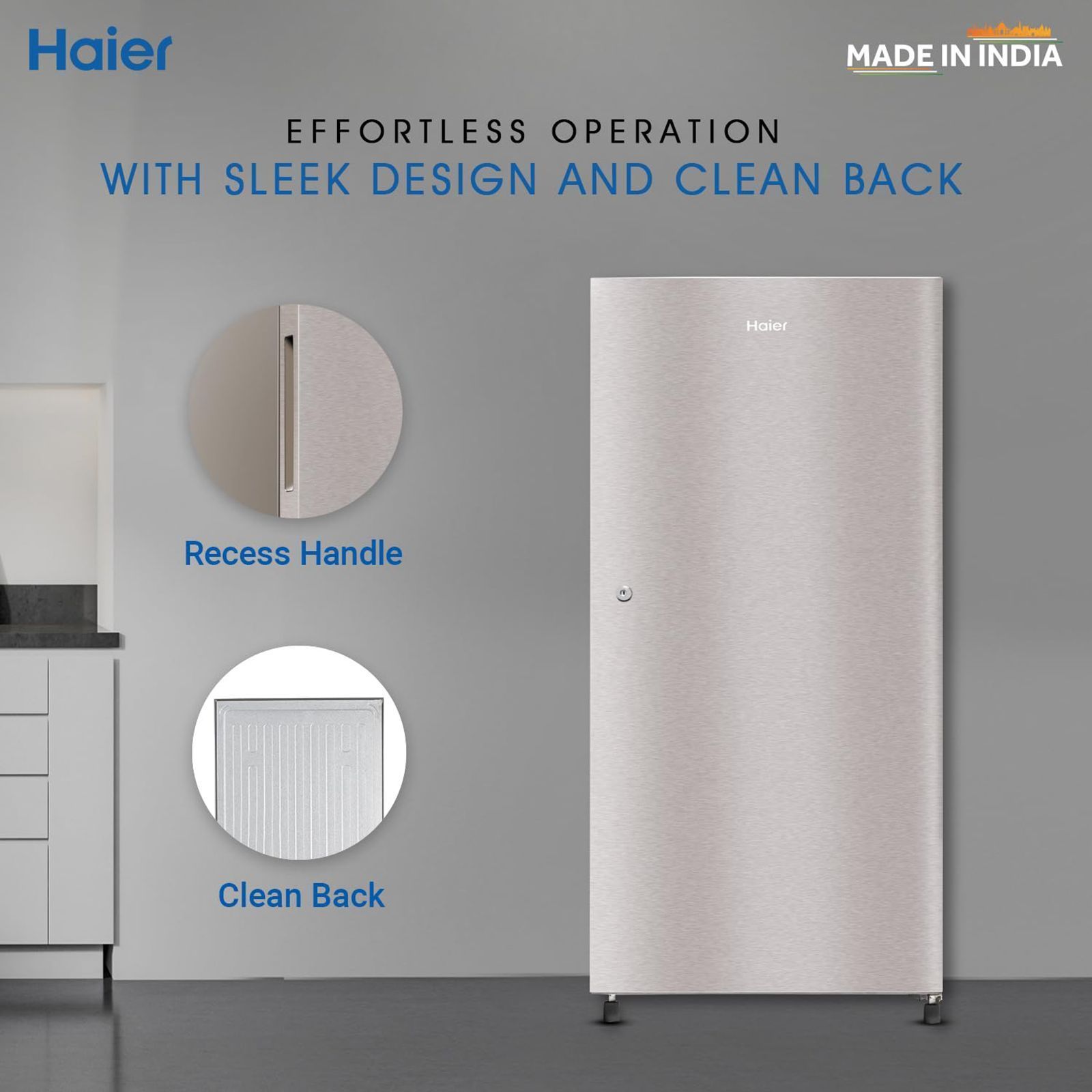 Haier 215 Litres 3 Star Direct Cool Single Door Refrigerator with Stabilizer Free Operation (HED223TSP, Inox Steel)_10