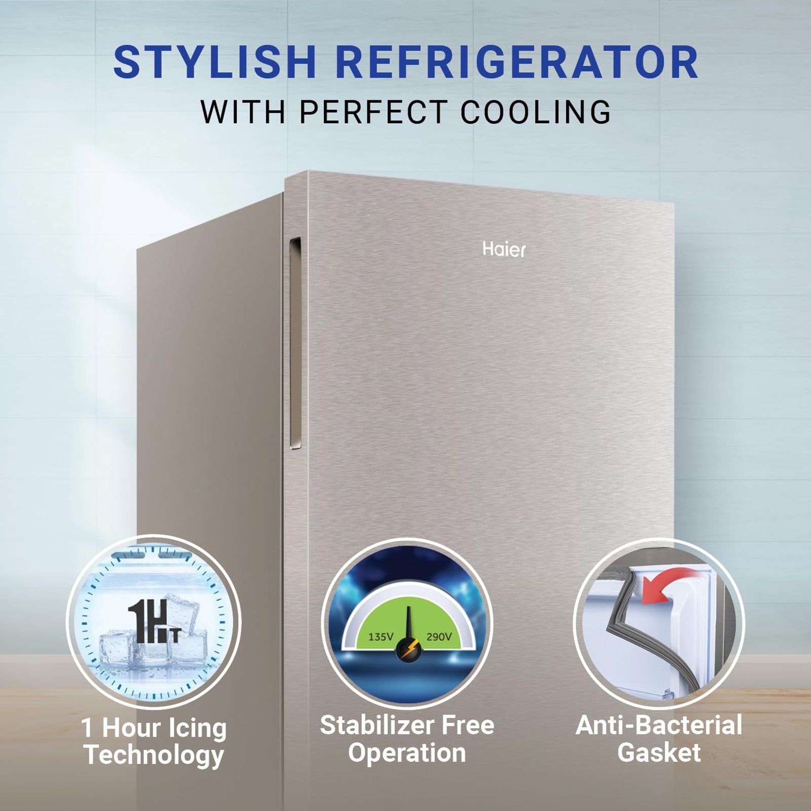 Haier 215 Litres 3 Star Direct Cool Single Door Refrigerator with Stabilizer Free Operation (HED223TSP, Inox Steel)_11