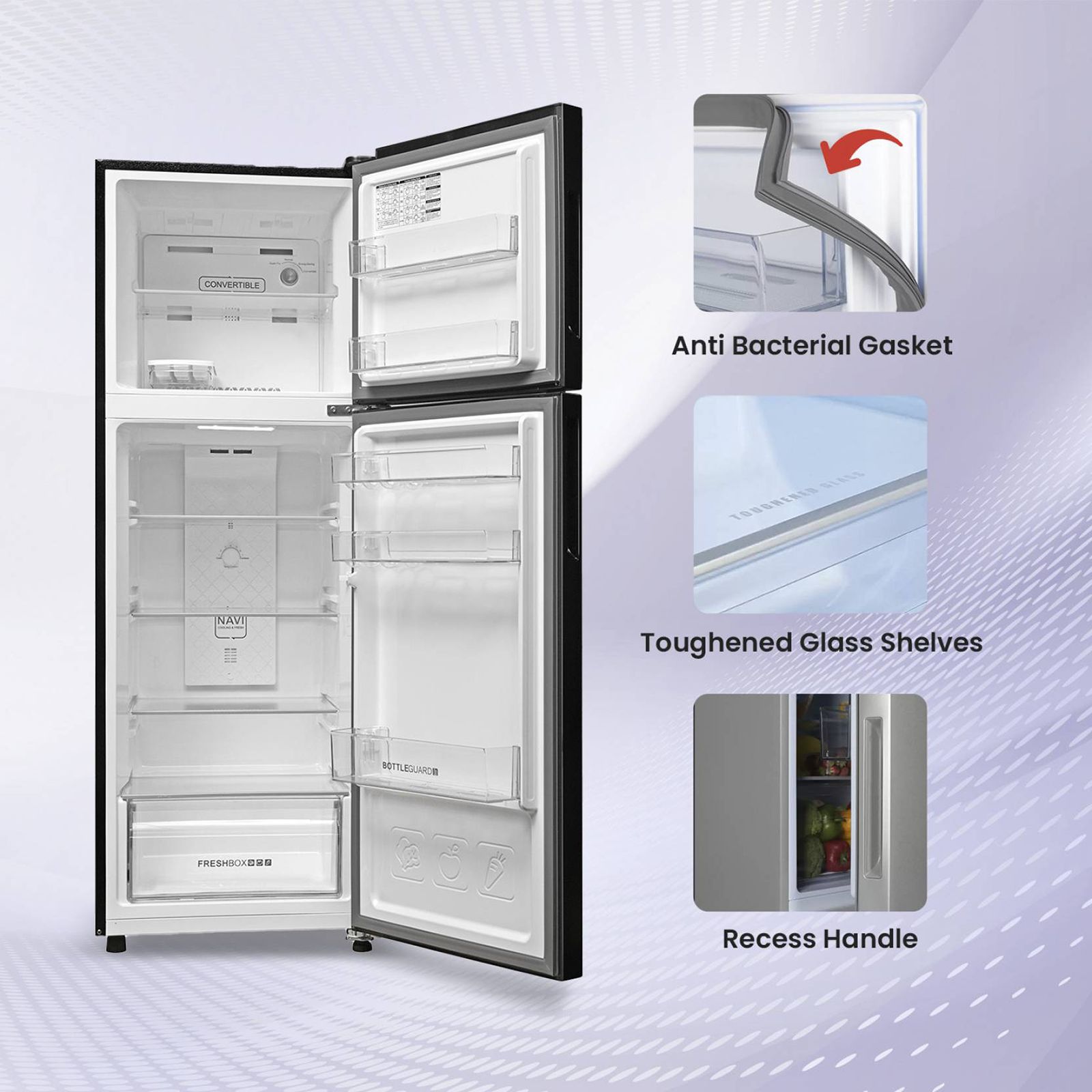 Haier 240 Litres 3 Star Frost Free Double Door Refrigerator with Twin Inverter Technology (HEF253GBP, Black) Haier 240 Litres 3 Star Frost Free Double Door Refrigerator with Twin Inverter Technology (HEF253GBP, Black)_13