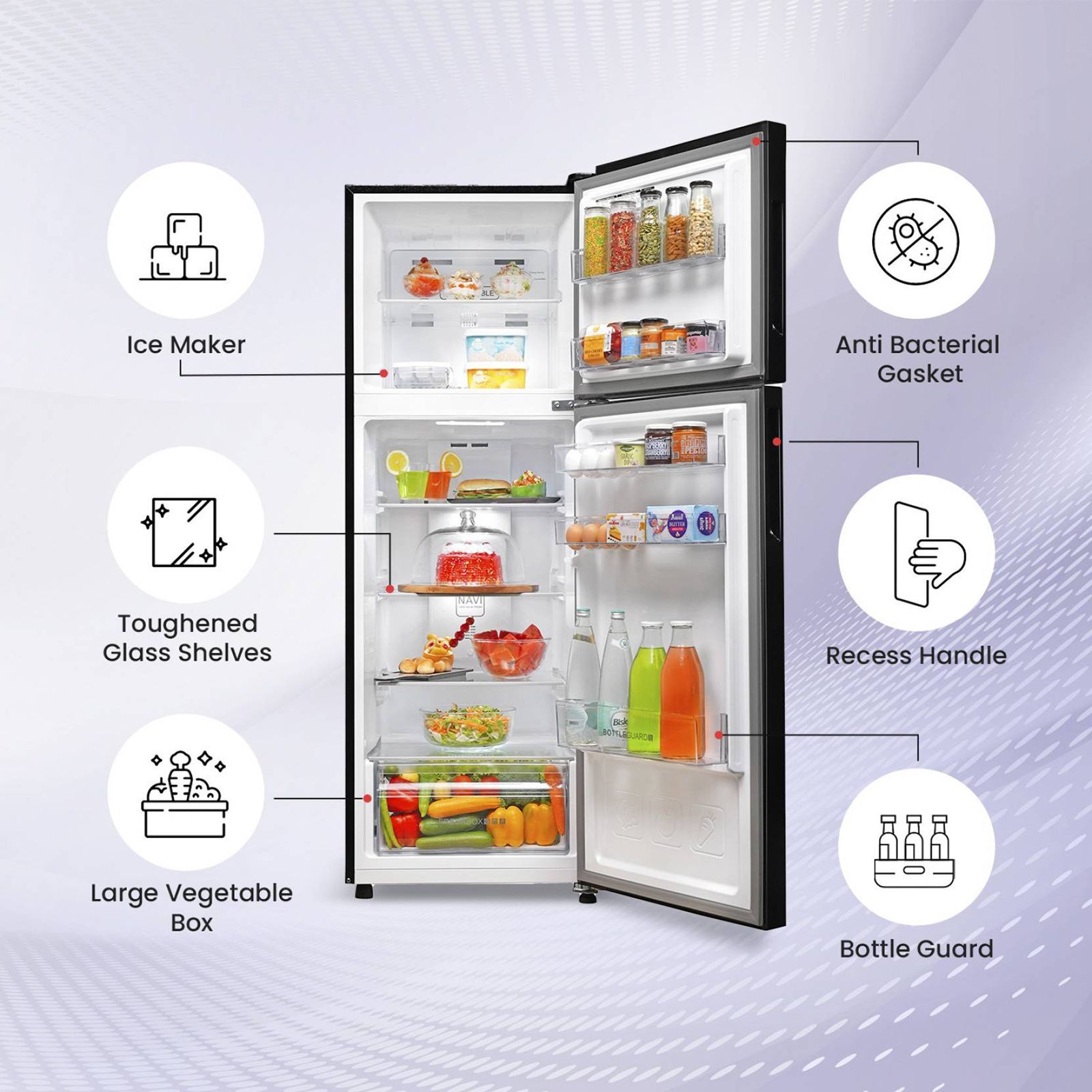 Haier 240 Litres 3 Star Frost Free Double Door Refrigerator with Twin Inverter Technology (HEF253GBP, Black) Haier 240 Litres 3 Star Frost Free Double Door Refrigerator with Twin Inverter Technology (HEF253GBP, Black)_14