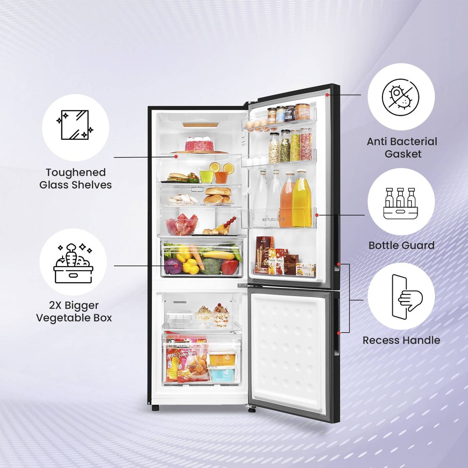 Haier 237 Litres 3 Star Frost Free Double Door Bottom Mount Convertible Refrigerator with Twin Inverter Technology (HEB243GBP, Black) Haier 237 Litres 3 Star Frost Free Double Door Bottom Mount Convertible Refrigerator with Twin Inverter Technology (HEB243GBP, Black)_15