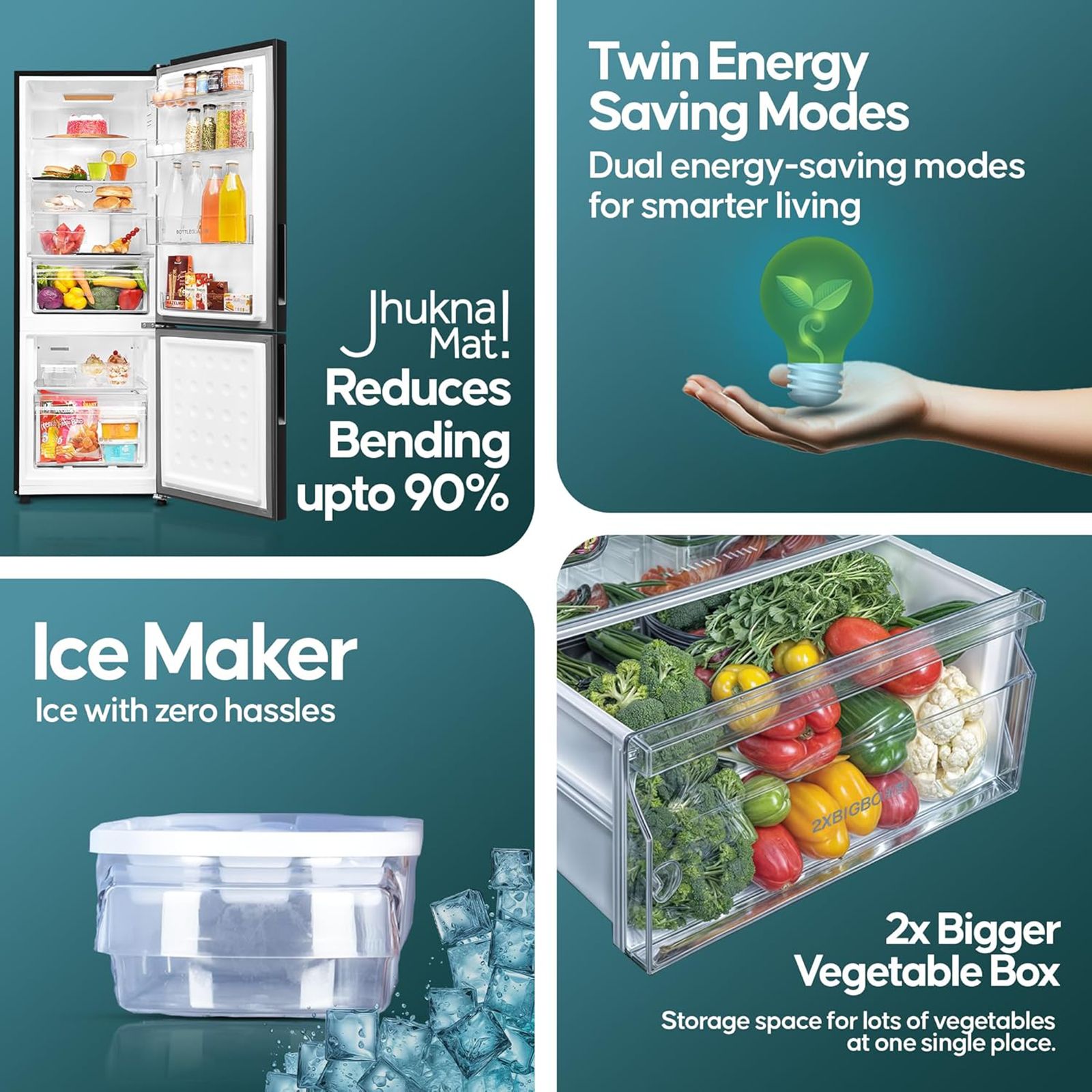 Haier 237 Litres 3 Star Frost Free Double Door Bottom Mount Convertible Refrigerator with Twin Inverter Technology (HEB243GBP, Black) Haier 237 Litres 3 Star Frost Free Double Door Bottom Mount Convertible Refrigerator with Twin Inverter Technology (HEB243GBP, Black)_18