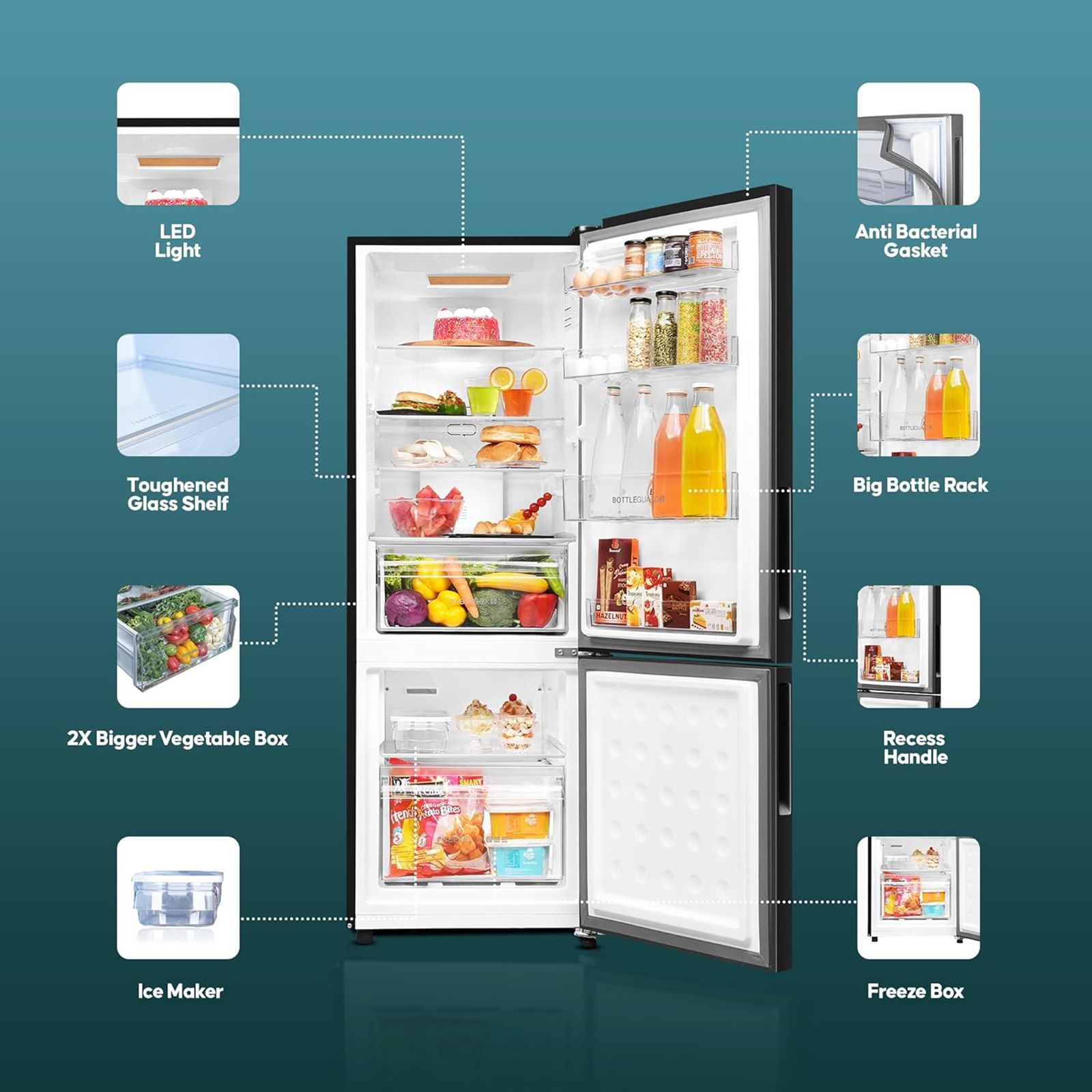 Haier 237 Litres 3 Star Frost Free Double Door Bottom Mount Convertible Refrigerator with Twin Inverter Technology (HEB243GBP, Black) Haier 237 Litres 3 Star Frost Free Double Door Bottom Mount Convertible Refrigerator with Twin Inverter Technology (HEB243GBP, Black)_20