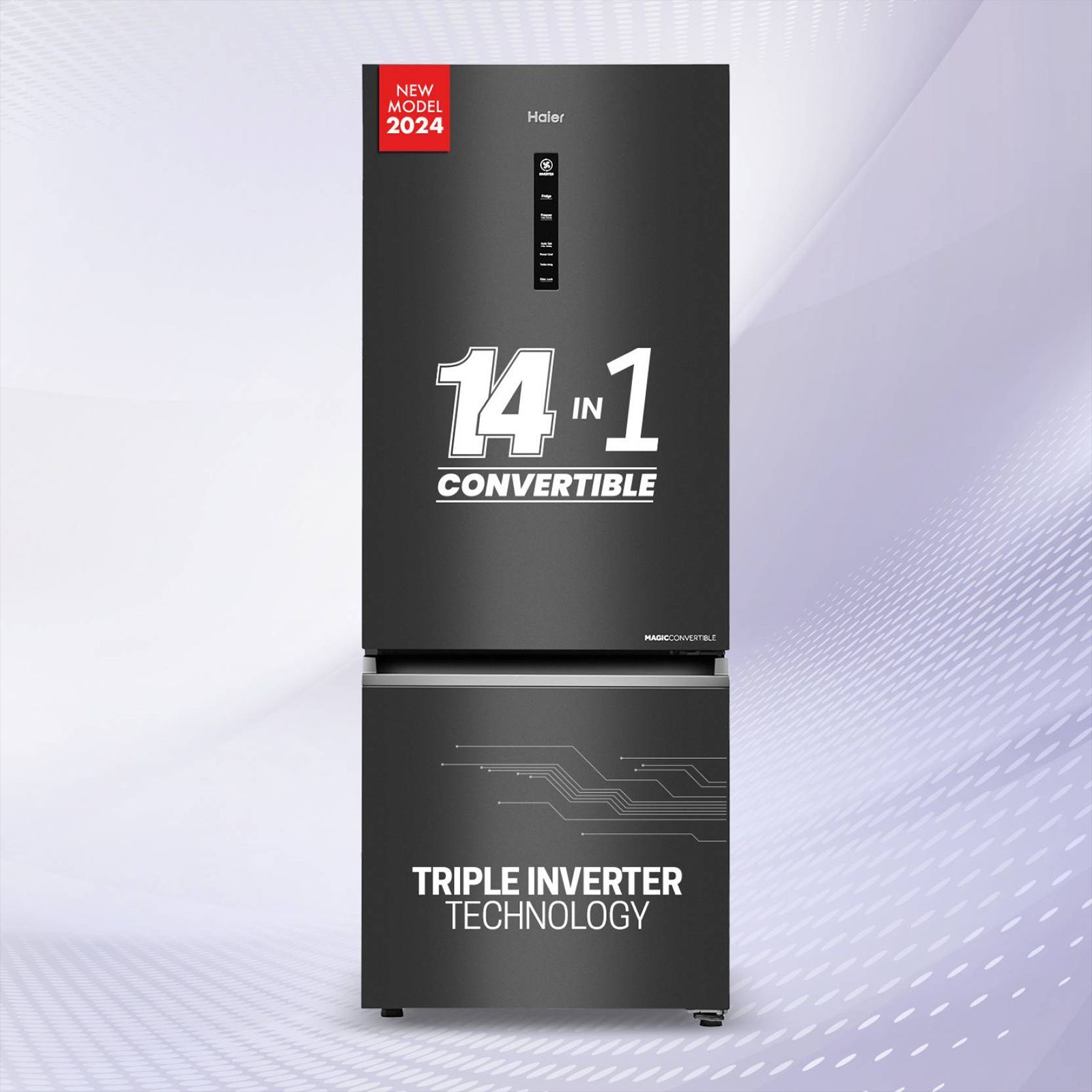 Haier 325 Litres 3 Star Frost Free Double Door Bottom Mount Convertible Refrigerator with Twin Inverter Technology (HEB333GBP, GE Black)_8