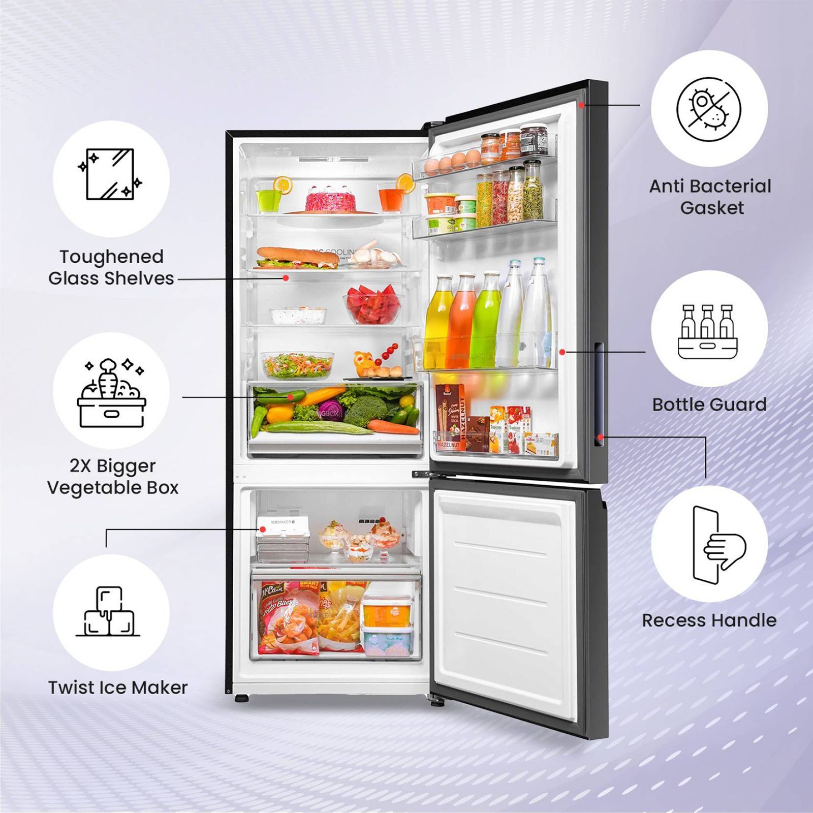Haier 325 Litres 3 Star Frost Free Double Door Bottom Mount Convertible Refrigerator with Twin Inverter Technology (HEB333GBP, GE Black)_12