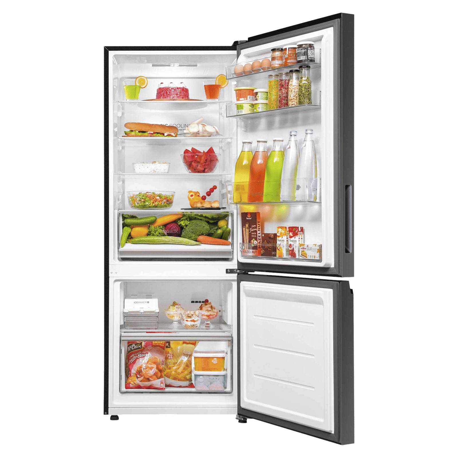 Haier 325 Litres 3 Star Frost Free Double Door Bottom Mount Convertible Refrigerator with Twin Inverter Technology (HEB333GBP, GE Black)_3
