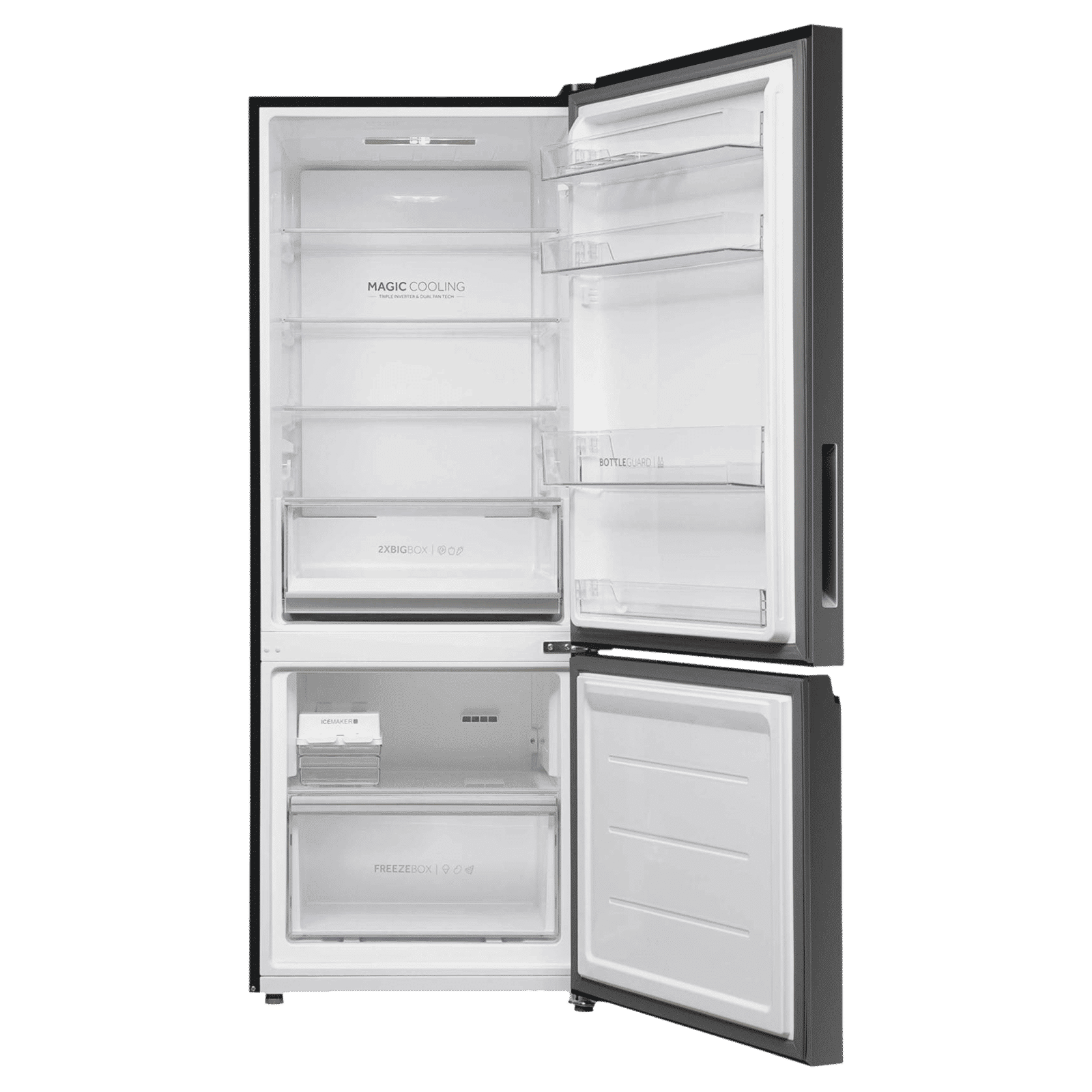 Haier 325 Litres 3 Star Frost Free Double Door Bottom Mount Convertible Refrigerator with Twin Inverter Technology (HEB333GBP, GE Black)_4