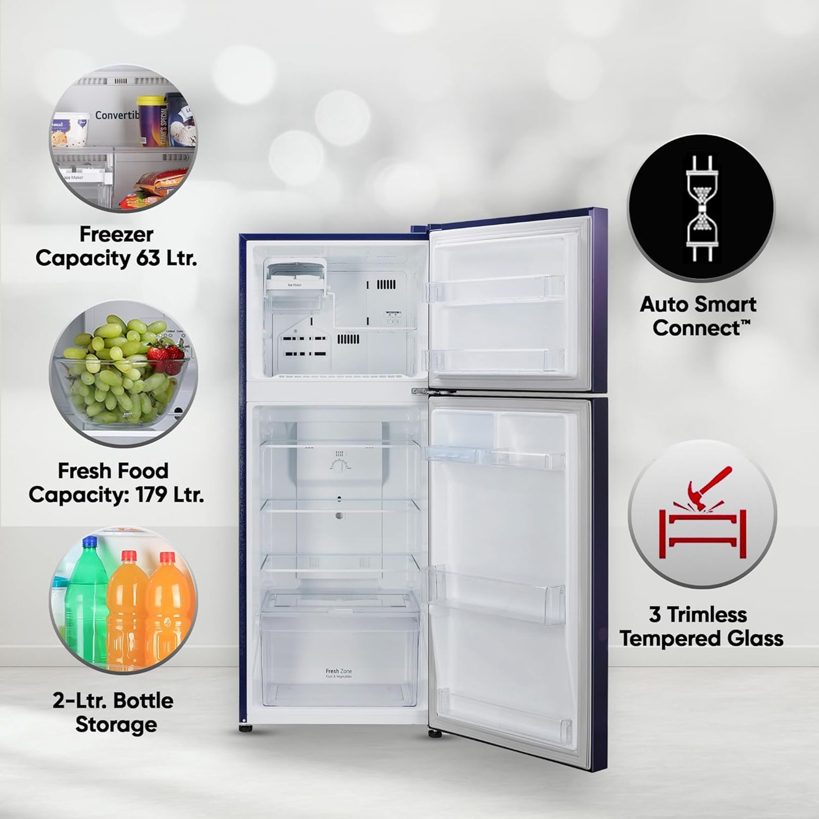 LG 242 Litres 2 Star Frost Free Double Door Refrigerator with Anti Bacterial Gasket (GLN292BBEY, Blue Euphoria)_14