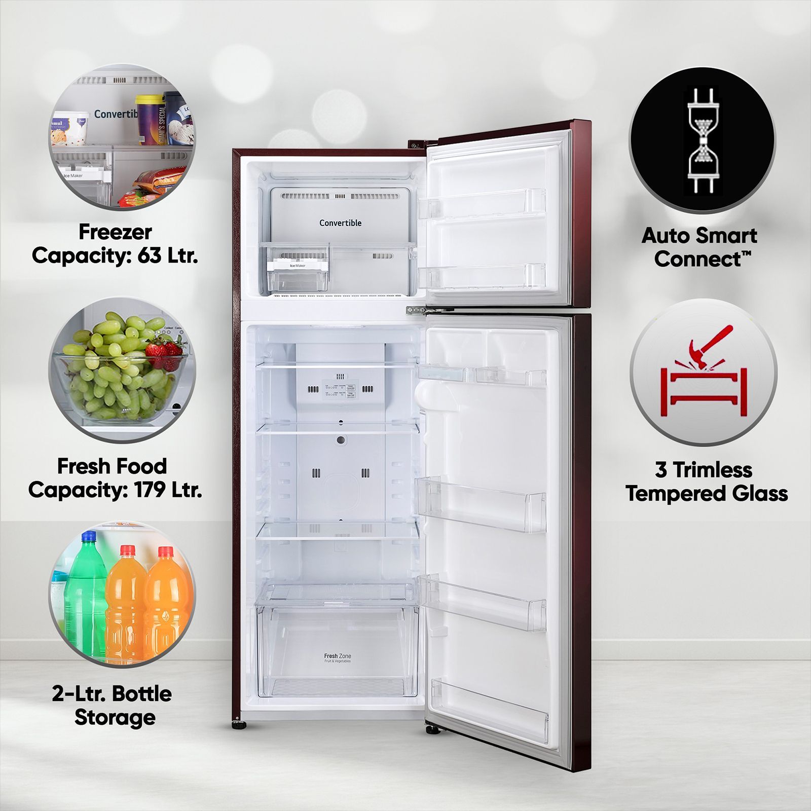 LG 242 Litres 2 Star Frost Free Double Door Refrigerator with Anti Bacterial Gasket (GLN292BSEY, Scarlet Euphoria)_17