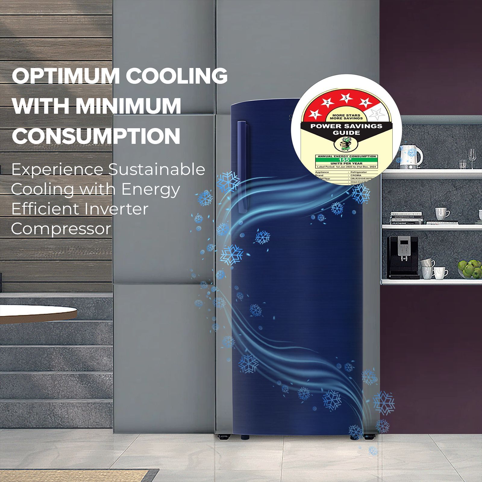 Croma 251 Litres 4 Star Direct Cool Single Door Refrigerator with Anti Fungal Gasket (CRLR251DIE302704, Blue)_5