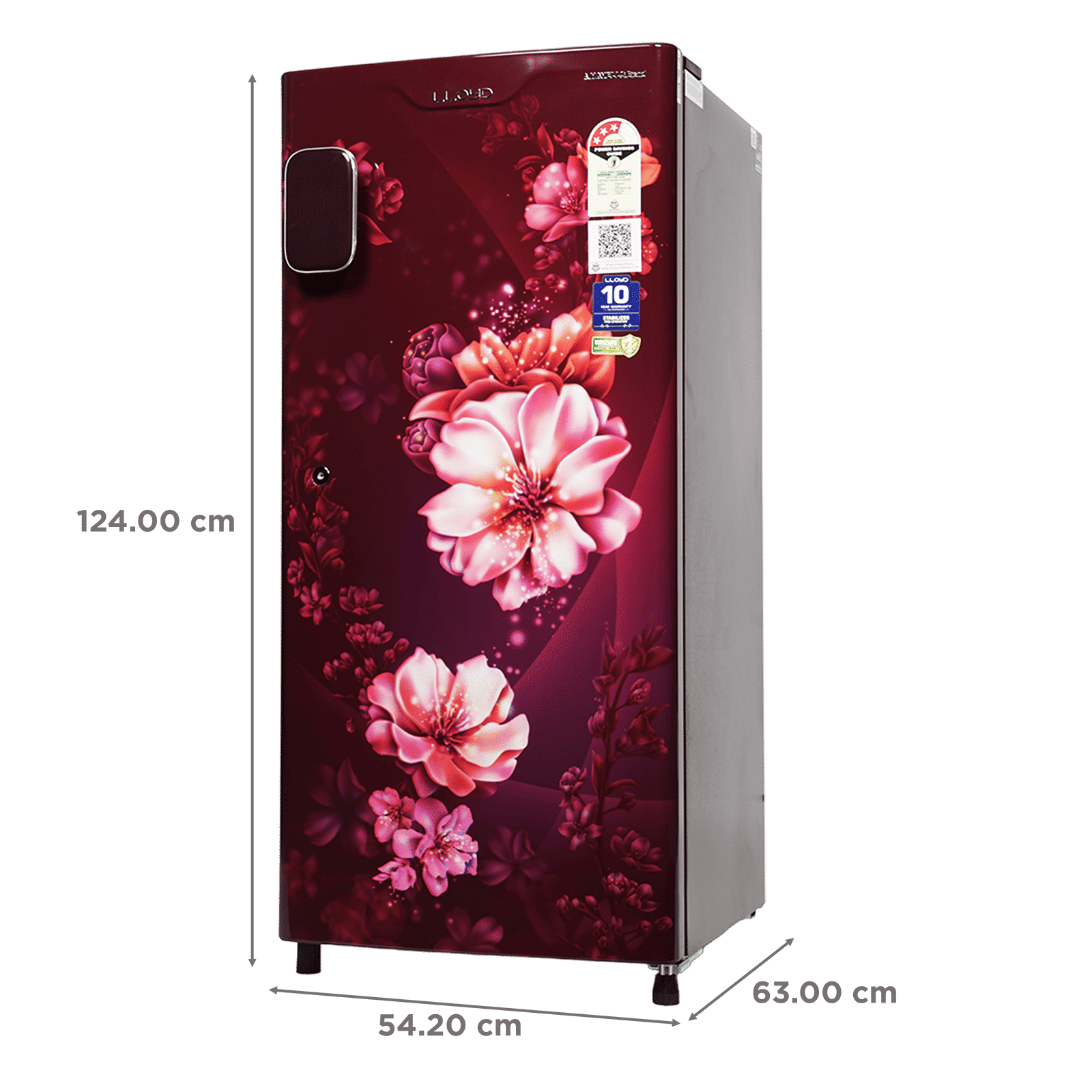 LLOYD 188 Litres 3 Star Direct Cool Single Door Refrigerator with Anti Bacterial Gasket (GLDC203SCWT4JC, Cherry Blossom Wine)_3