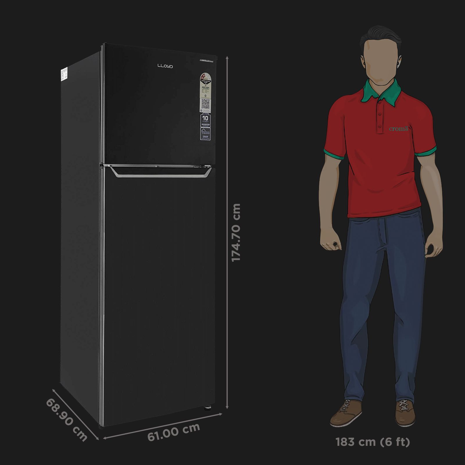 LLOYD 310 Litres 2 Star Frost Free Double Door Convertible Refrigerator with Bactsheild Technology (GLFF342AMBC1GC, Metallic Black)_2