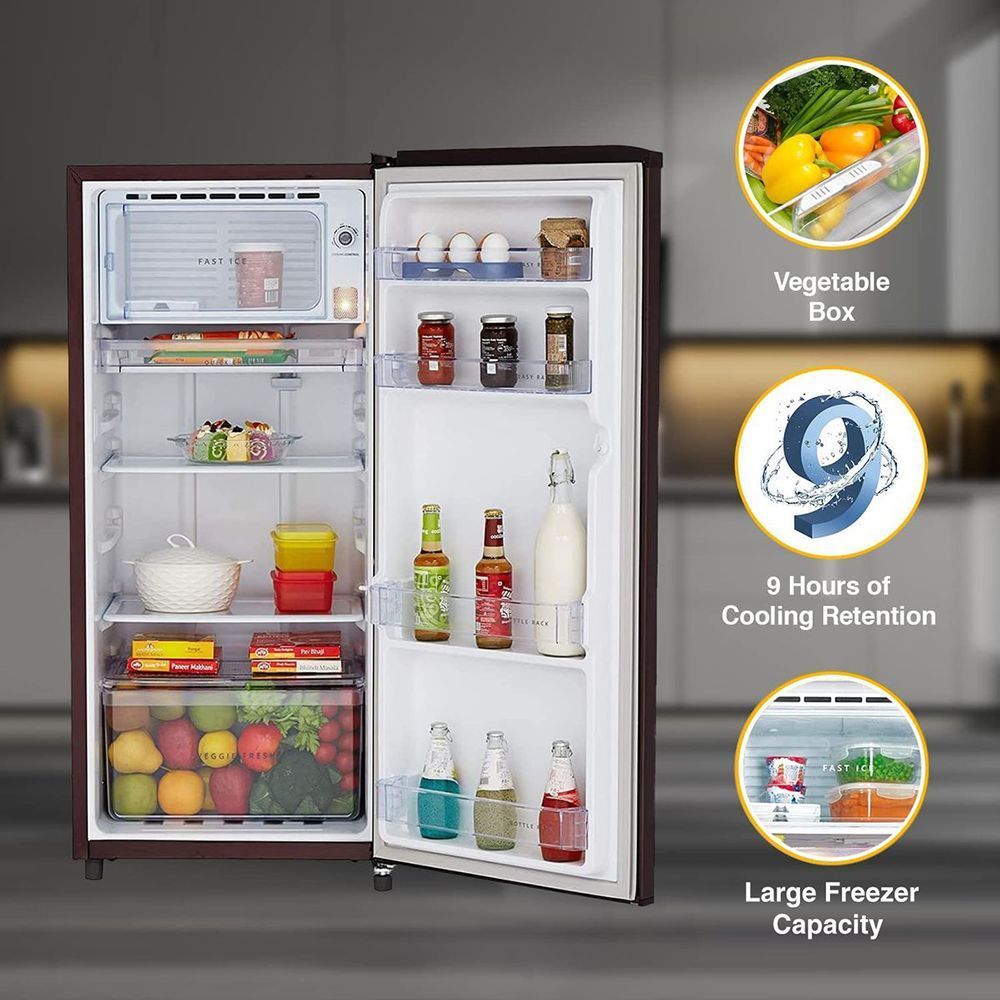 Whirlpool WDE 184 Litres 2 Star Direct Cool Single Door Refrigerator with Anti Bacterial Gasket (72680, Wine Bloom)_11
