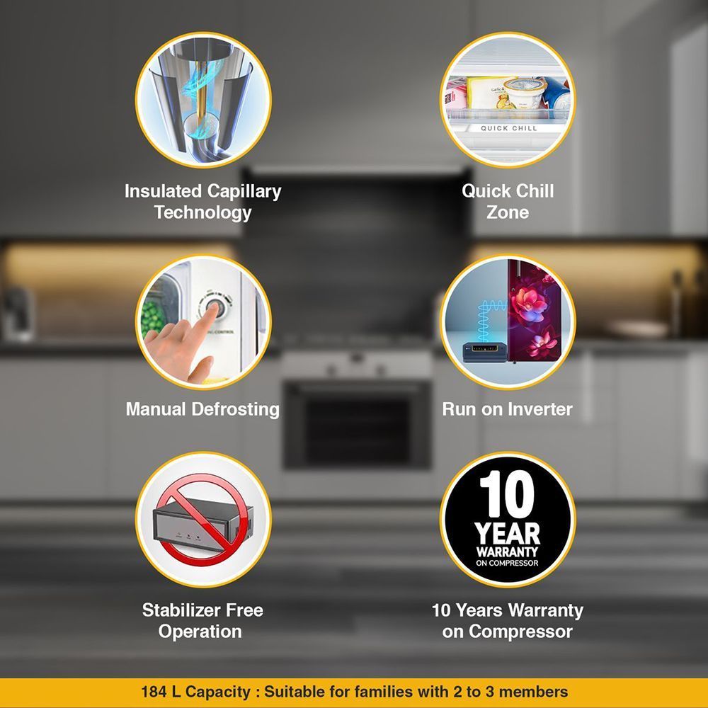 Whirlpool WDE 184 Litres 2 Star Direct Cool Single Door Refrigerator with Anti Bacterial Gasket (72680, Wine Bloom)_12