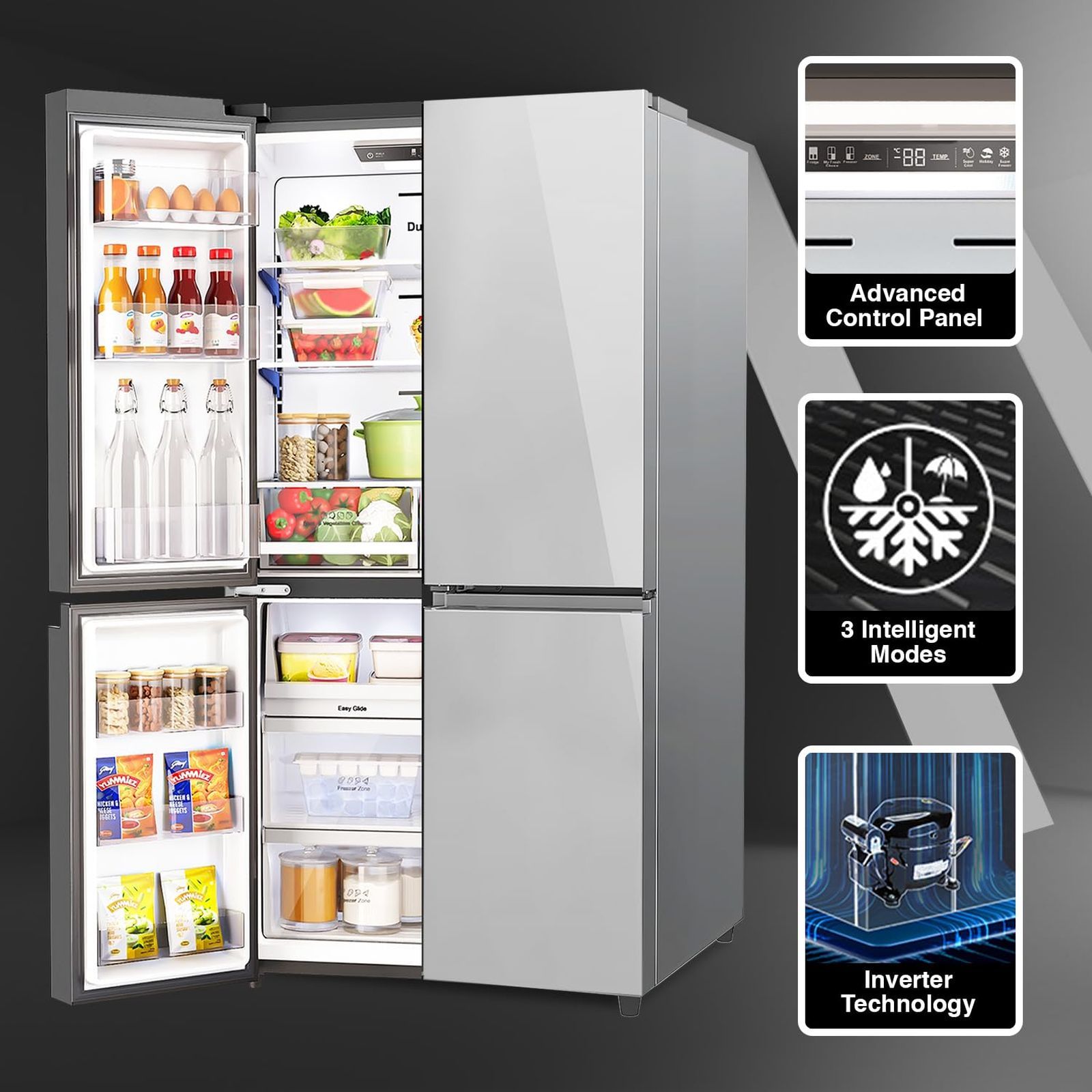 Godrej Eon Velvet 670 Litres Frost Free French Door Convertible Refrigerator with Dual Tech Cooling (RM EONVELVET 685 RIT IN ST, Inox Steel)_8