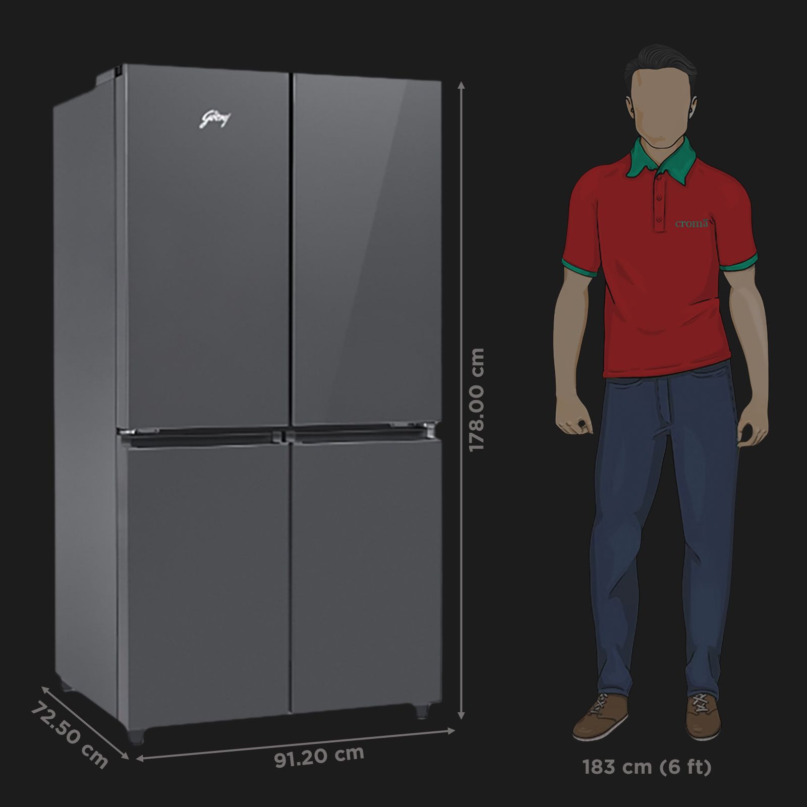 Godrej Eon Velvet 670 Litres Frost Free French Door Convertible Refrigerator with Dual Tech Cooling (RM EONVELVET 685 RIT GR BK, Graphite Black)_3