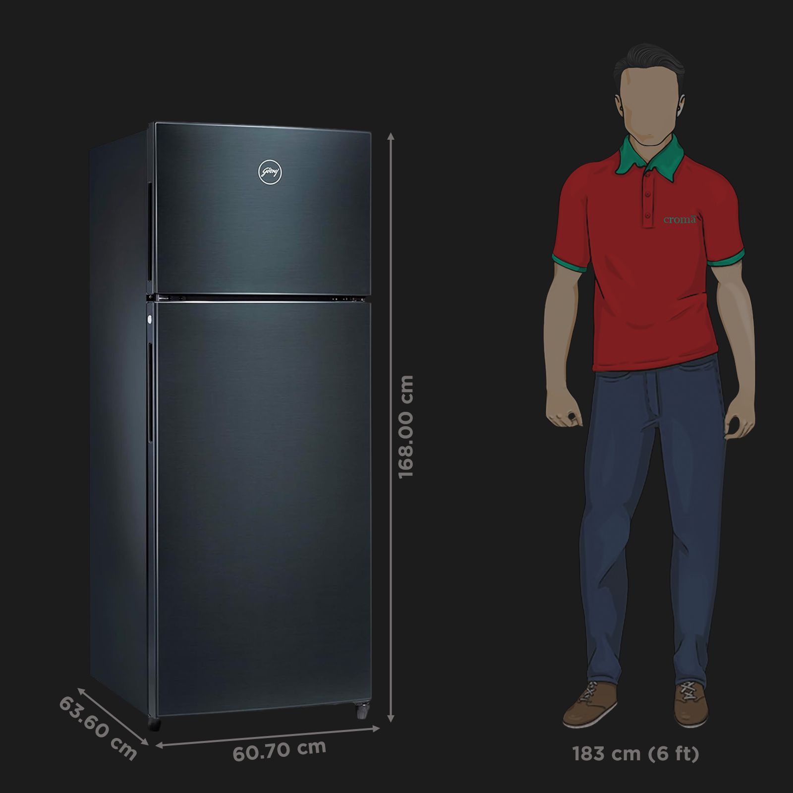 Godrej Eon Valor 272 Litres 2 Star Frost Free Double Door Convertible Refrigerator with Cool Balance Technology (RT EONVALOR 310B RCIT, Matt Black) Godrej Eon Valor 272 Litres 2 Star Frost Free Double Door Convertible Refrigerator with Cool Balance Technology (RT EONVALOR 310B RCIT, Matt Black)_3