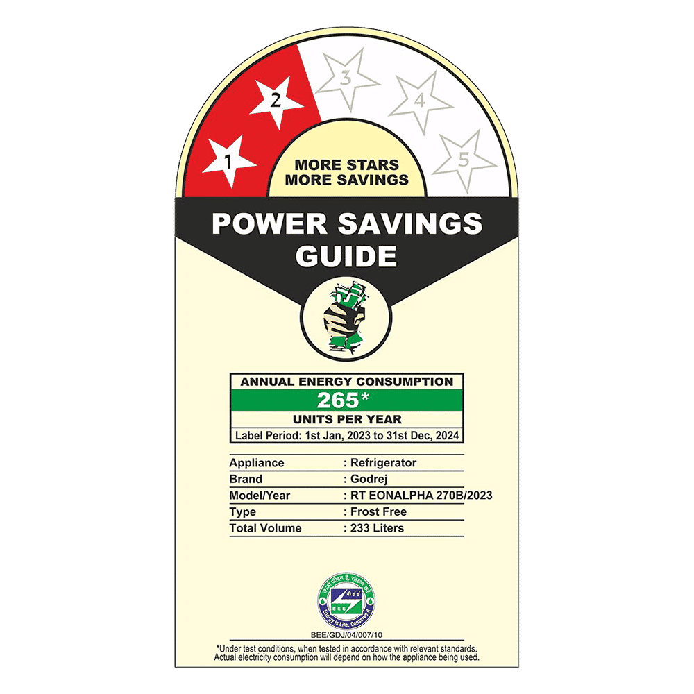 Godrej Eon Alpha 233 Litres 2 Star Frost Free Double Door Refrigerator with Cool Balance Technology (RT EONALPHA 270B RI, Steel Glow)_10