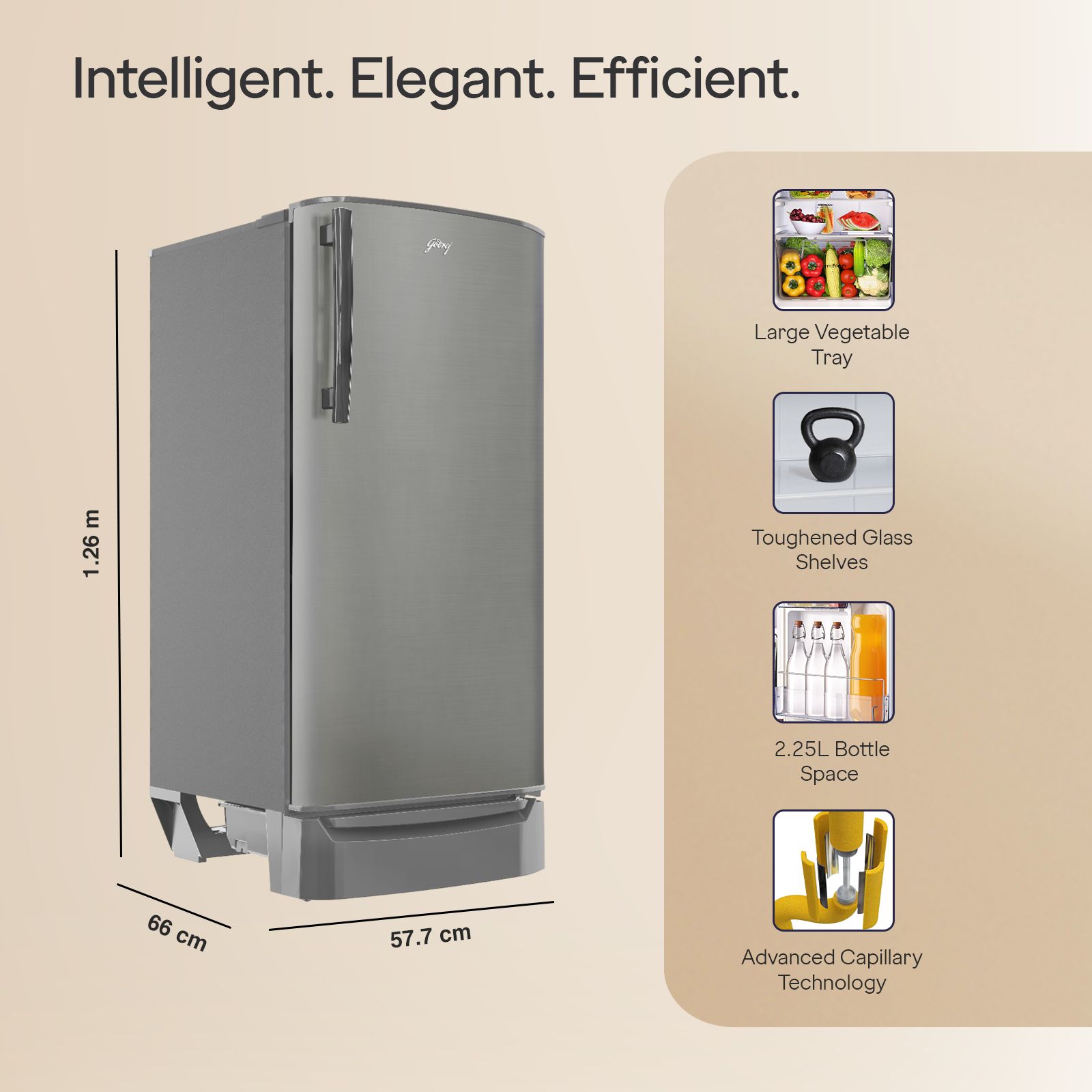 Godrej RD ERIOPLS 183 Litres 3 Star Direct Cool Single Door Refrigerator with Advanced Capillary Technology (RD ERIOPLS 205C, Steel Glow)_8