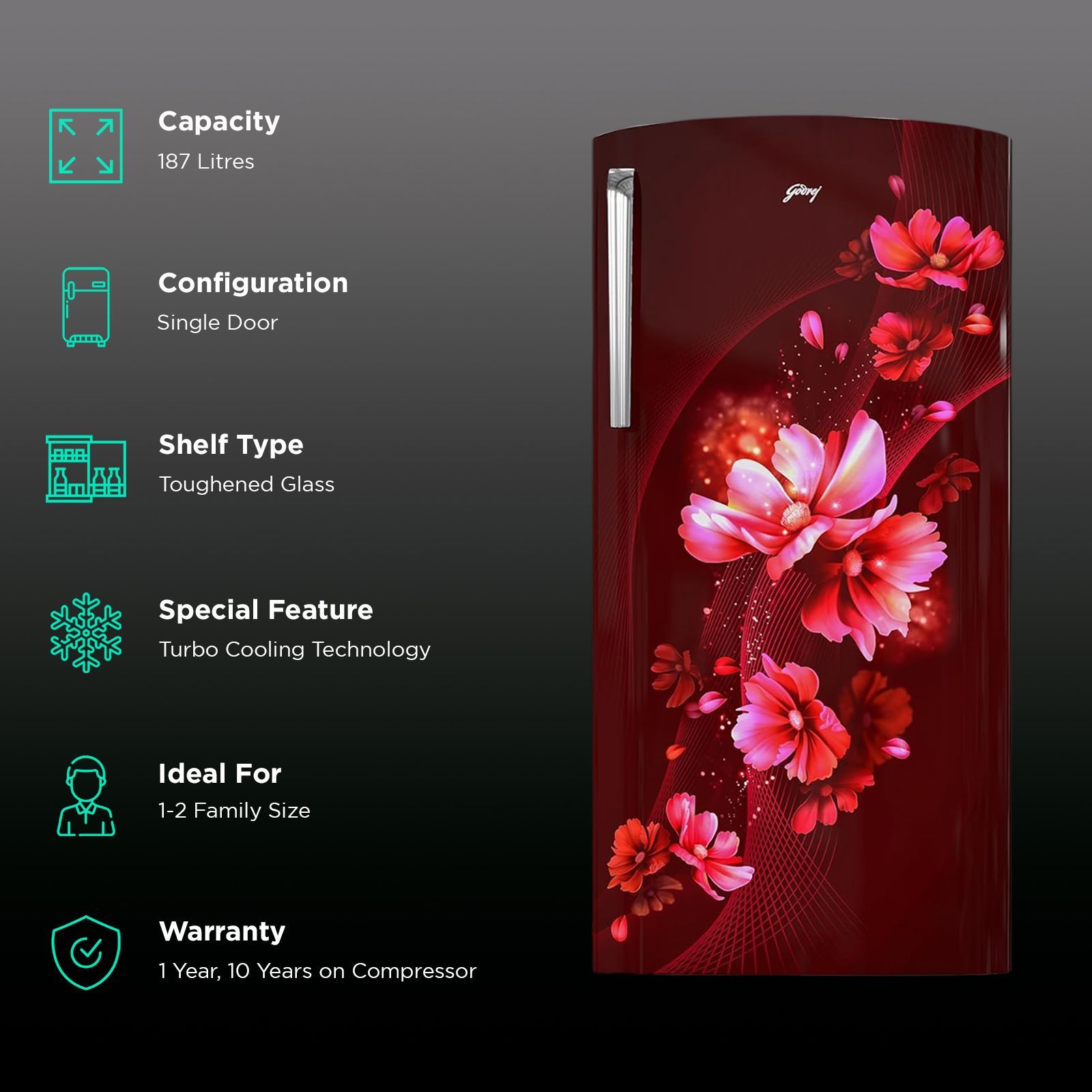 Godrej Edge Marvel 184 Litres 3 Star Direct Cool Single Door Refrigerator with Advanced Capillary Technology (RD EMARVEL 207C THF, Aster Wine)_2