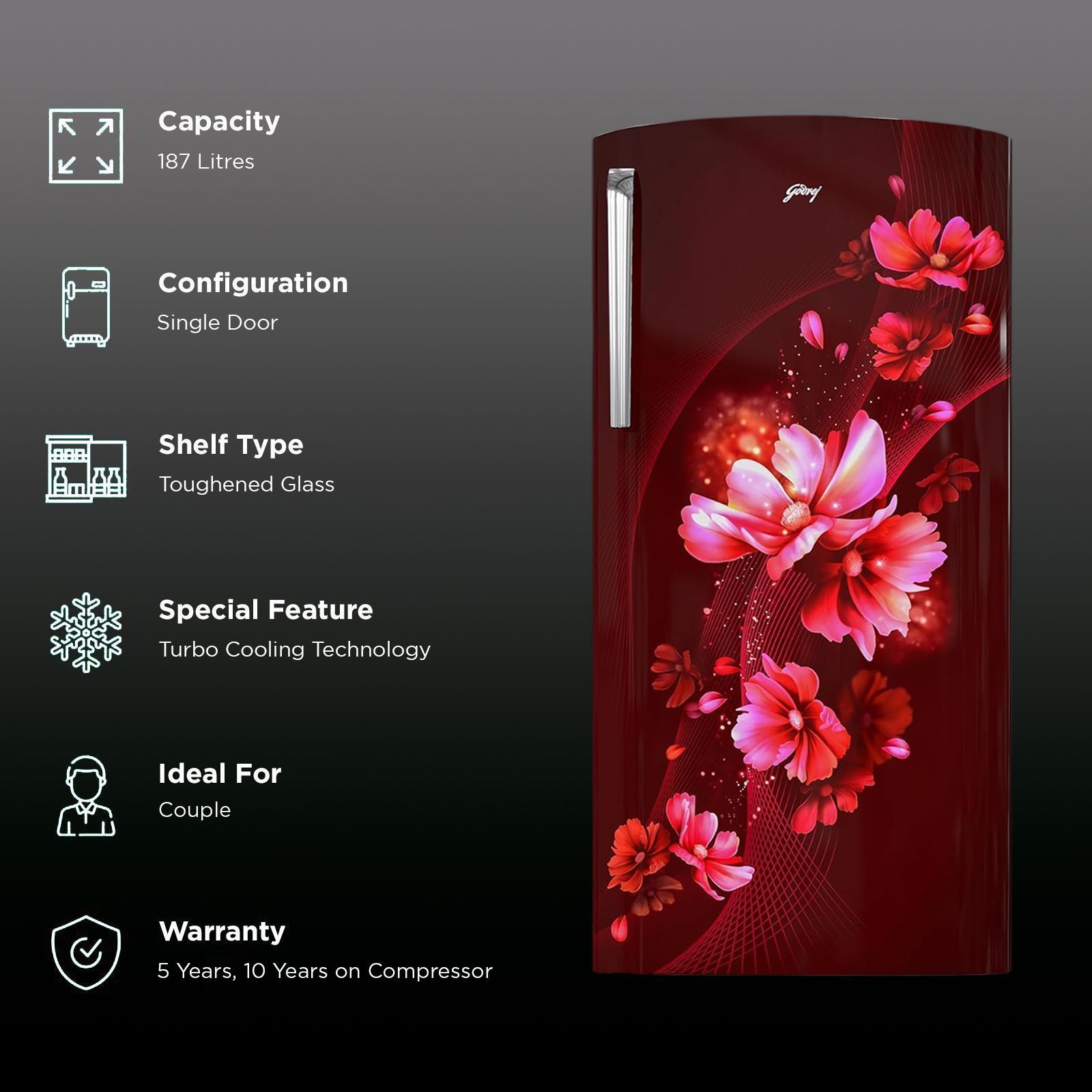 Godrej Edge Marvel 184 Litres 3 Star Direct Cool Single Door Refrigerator with Advanced Capillary Technology (RD EMARVEL 207C THF, Aster Wine) Godrej Edge Marvel 184 Litres 3 Star Direct Cool Single Door Refrigerator with Advanced Capillary Technology (RD EMARVEL 207C THF, Aster Wine)_2