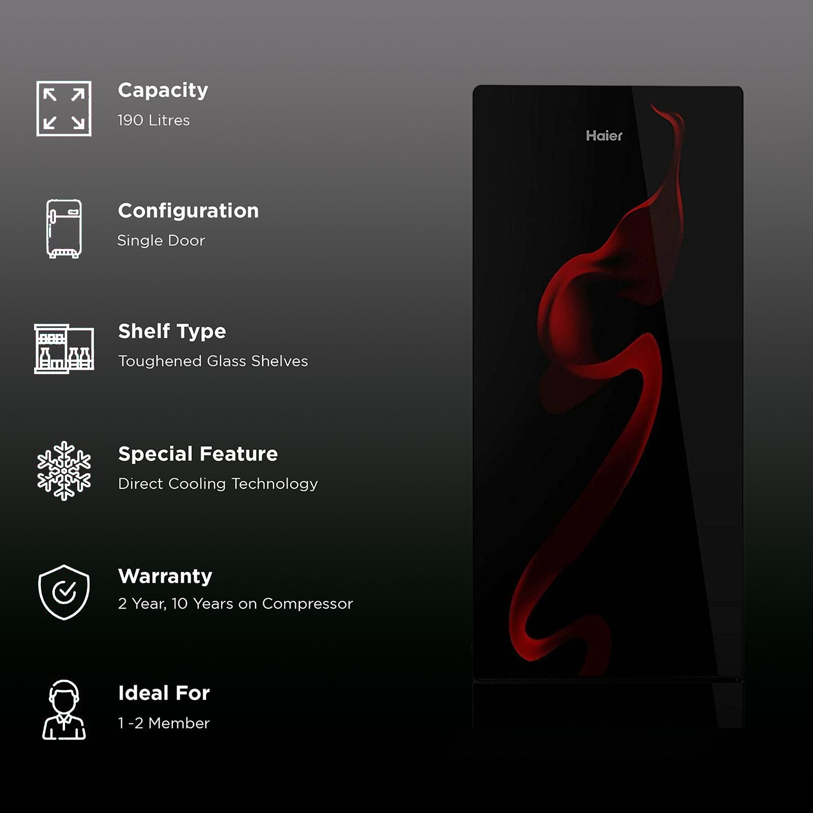 Haier 190 Litres 3 Star Direct Cool Single Door Refrigerator with Stabilizer Free Operation (HRD-2103PSG-P, Spiral Glass)_2