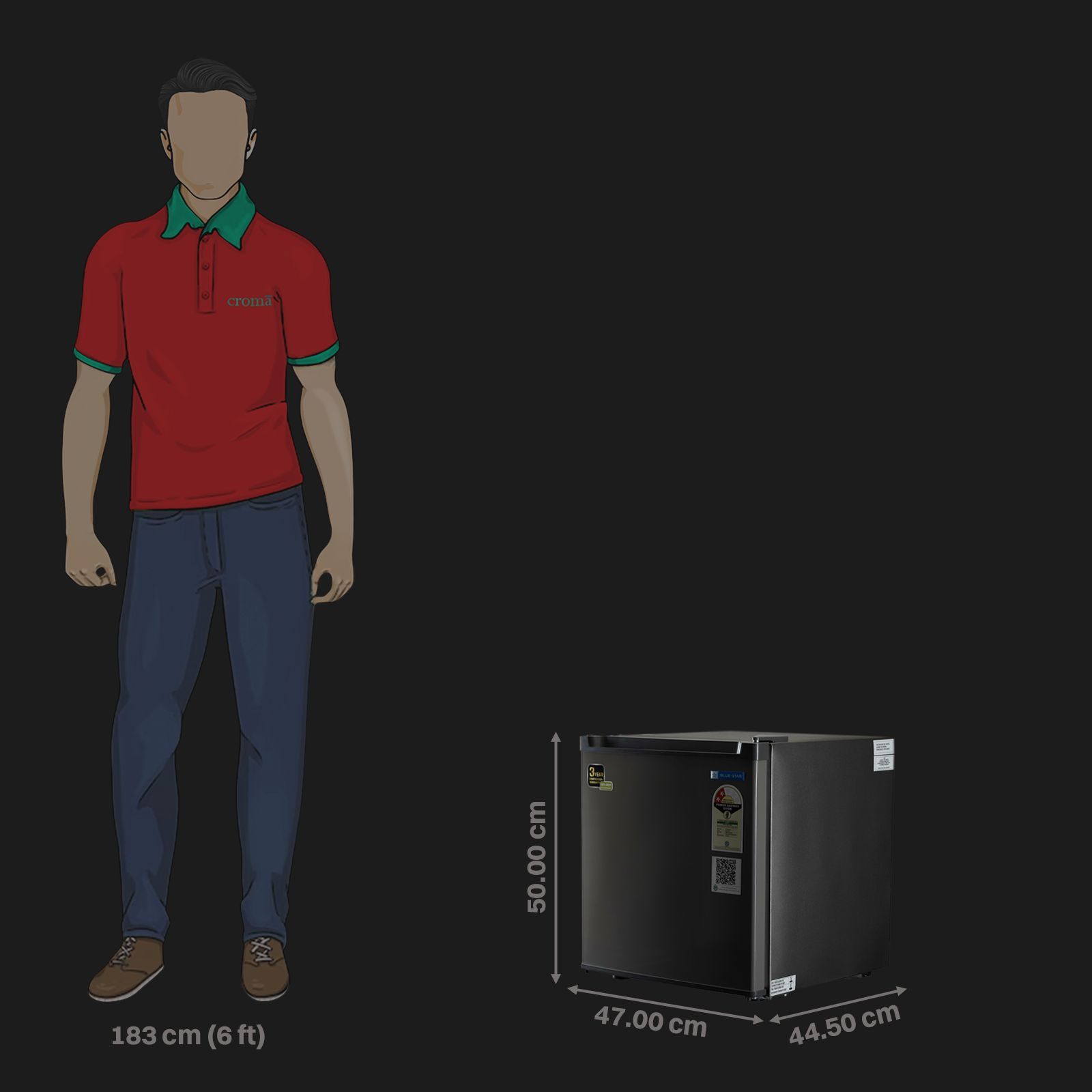 Blue Star Mini Bar 47 Litres 2 Star Direct Cool Single Door Refrigerator with Temperature Control Dial (MR60-GG, Grey)_3