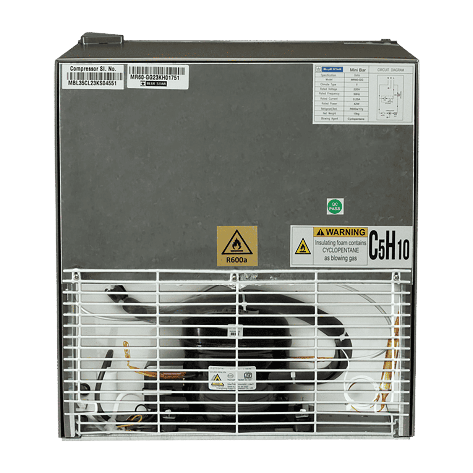 Blue Star Mini Bar 47 Litres 2 Star Direct Cool Single Door Refrigerator with Temperature Control Dial (MR60-GG, Grey)_5