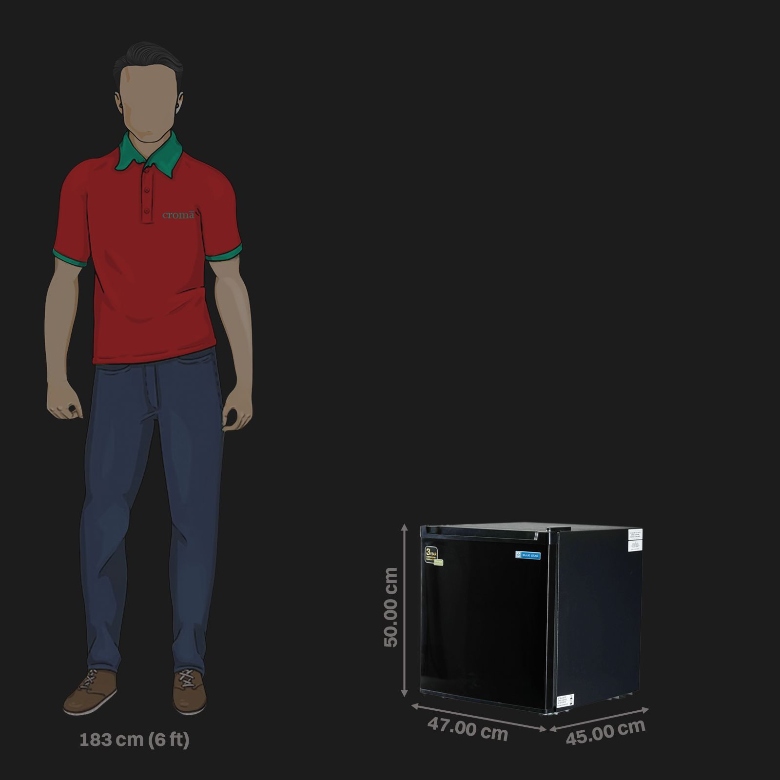 Blue Star Mini Bar 47 Litres 2 Star Direct Cool Single Door Refrigerator with Temperature Control Dial (MR70-GB, Black) Blue Star Mini Bar 47 Litres 2 Star Direct Cool Single Door Refrigerator with Temperature Control Dial (MR70-GB, Black)_3