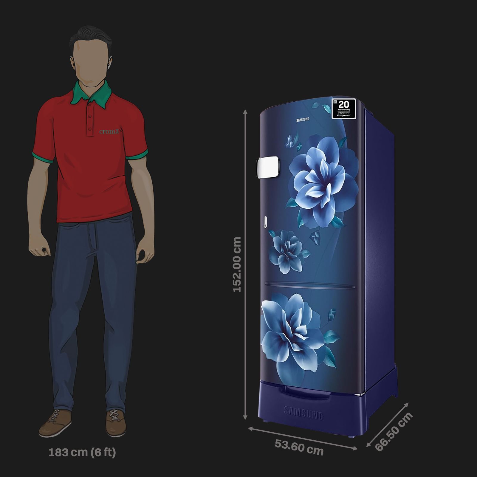 SAMSUNG Stylish Grande 223 Litres3 Star Direct Cool Single Door Refrigerator with Anti Bacterial Gasket (RR24D2Z23CU/NL, Camellia Blue)_2