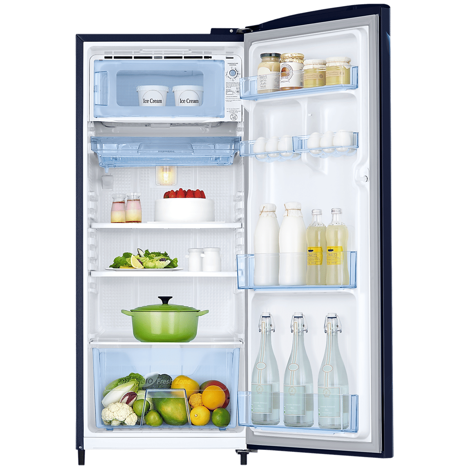 SAMSUNG Stylish Grande 183 Litres 5 Star Direct Cool Single Door Refrigerator with Anti Bacterial Gasket (RR20D2725UZ/NL, Midnight Blossom Blue)_5