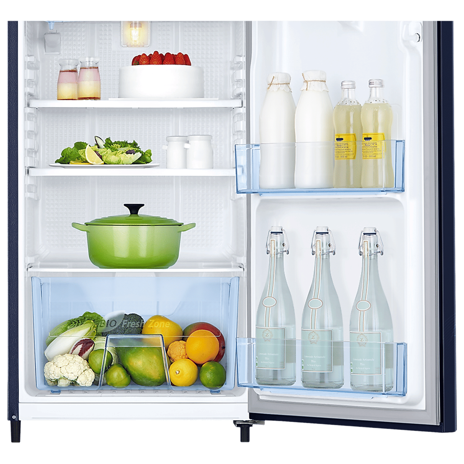 SAMSUNG Stylish Grande 183 Litres 5 Star Direct Cool Single Door Refrigerator with Anti Bacterial Gasket (RR20D2725UZ/NL, Midnight Blossom Blue)_7