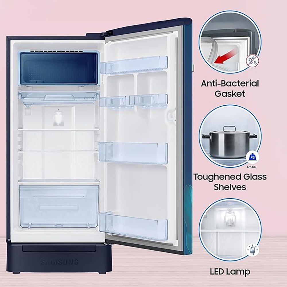 SAMSUNG Digi-Touch Cool 189 Litres 5 Star Direct Cool Single Door Refrigerator with Anti Bacterial Gasket (RR21C2F259U/HL, Paradise Bloom Blue) SAMSUNG Digi-Touch Cool 189 Litres 5 Star Direct Cool Single Door Refrigerator with Anti Bacterial Gasket (RR21C2F259U/HL, Paradise Bloom Blue)_12