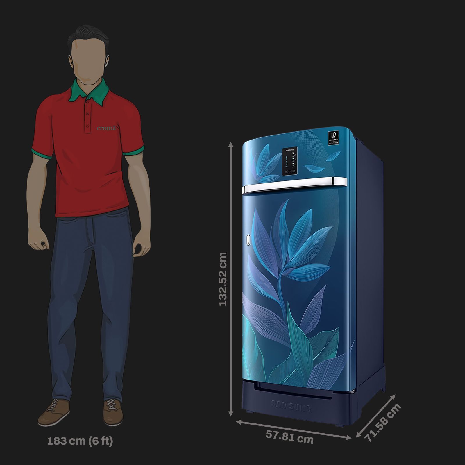 SAMSUNG Digi-Touch Cool 189 Litres 5 Star Direct Cool Single Door Refrigerator with Anti Bacterial Gasket (RR21C2F259U/HL, Paradise Bloom Blue) SAMSUNG Digi-Touch Cool 189 Litres 5 Star Direct Cool Single Door Refrigerator with Anti Bacterial Gasket (RR21C2F259U/HL, Paradise Bloom Blue)_3