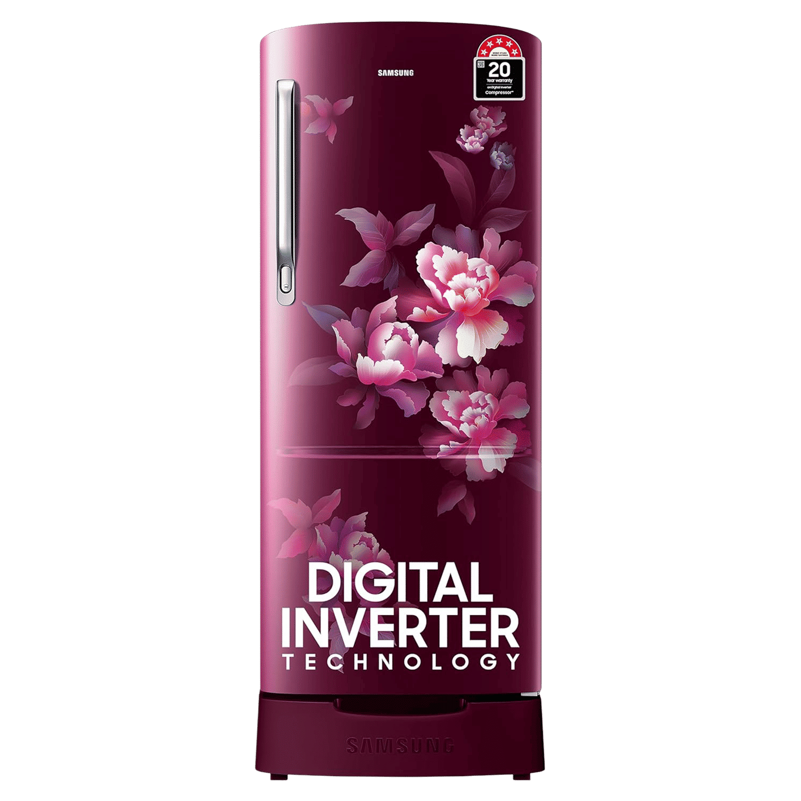 SAMSUNG Stylish Grande 183 Litres 5 Star Direct Cool Single Door Refrigerator with Anti Bacterial Gasket (RR20D2825HN/NL, Himalaya Poppy Red) SAMSUNG Stylish Grande 183 Litres 5 Star Direct Cool Single Door Refrigerator with Anti Bacterial Gasket (RR20D2825HN/NL, Himalaya Poppy Red)_1