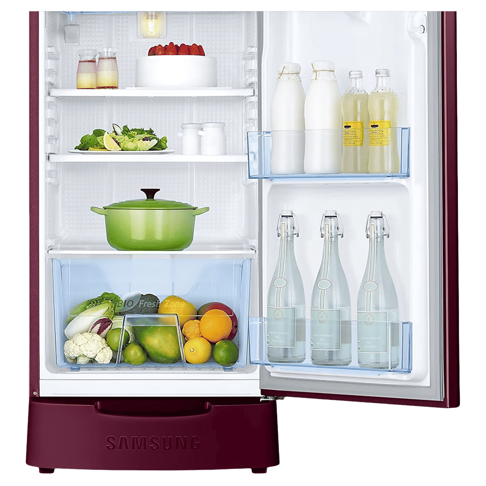 SAMSUNG Stylish Grande 183 Litres 5 Star Direct Cool Single Door Refrigerator with Anti Bacterial Gasket (RR20D2825HN/NL, Himalaya Poppy Red) SAMSUNG Stylish Grande 183 Litres 5 Star Direct Cool Single Door Refrigerator with Anti Bacterial Gasket (RR20D2825HN/NL, Himalaya Poppy Red)_7