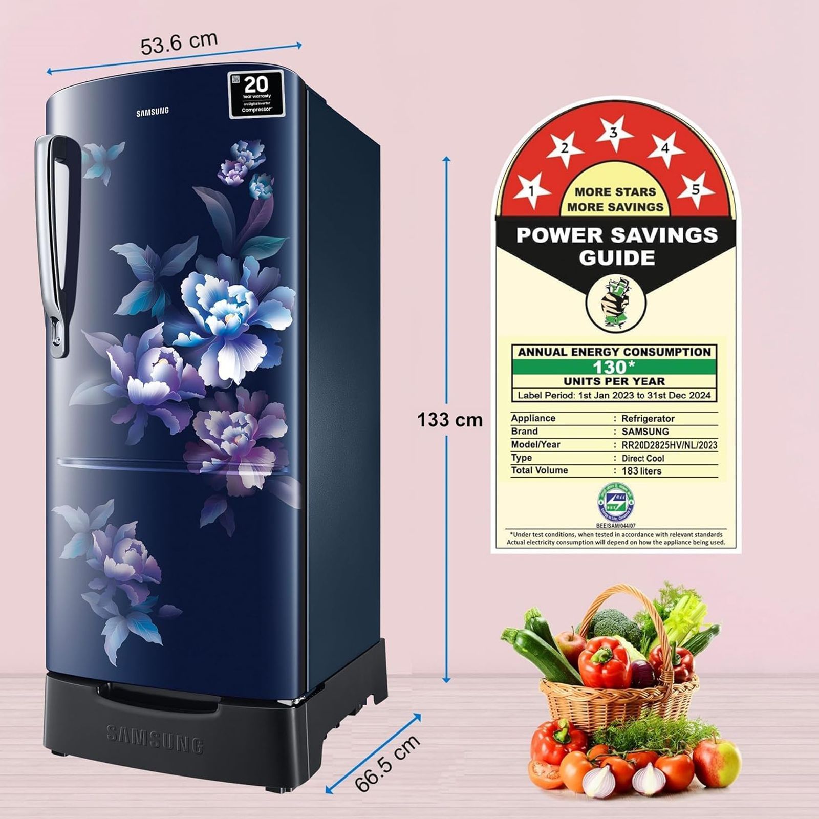 SAMSUNG Stylish Grande 183 Litres 5 Star Direct Cool Single Door Refrigerator with Anti Bacterial Gasket (RR20D2825HV/NL, Blue Arctic)_17