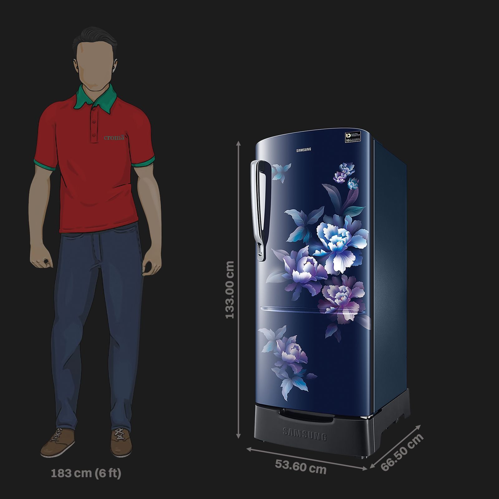 SAMSUNG Stylish Grande 183 Litres 5 Star Direct Cool Single Door Refrigerator with Anti Bacterial Gasket (RR20D2825HV/NL, Blue Arctic)_2