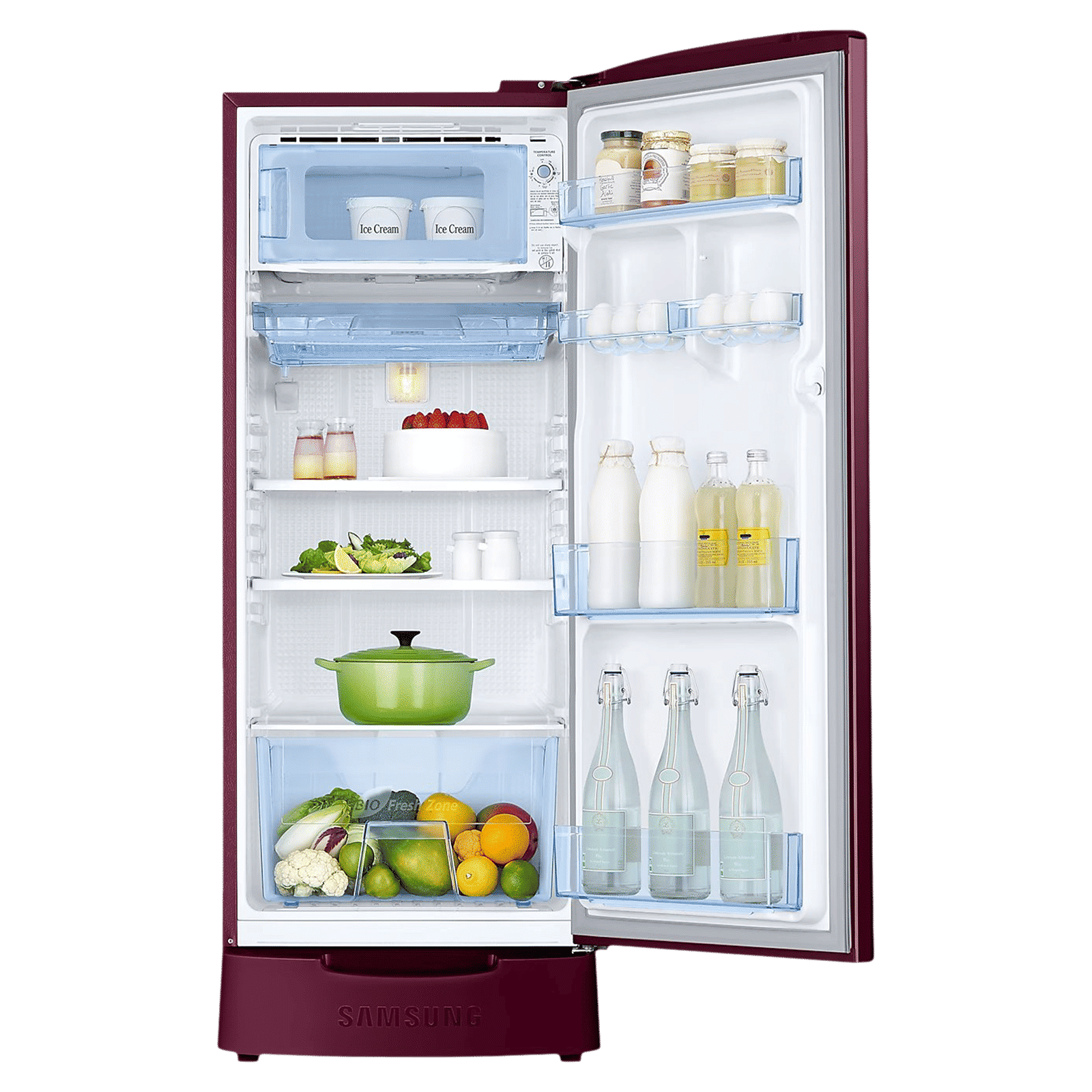 SAMSUNG Stylish Grande 183 Litres 5 Star Direct Cool Single Door Refrigerator with Anti Bacterial Gasket (RR20D2825RZ/NL, Burgundy Red)_5