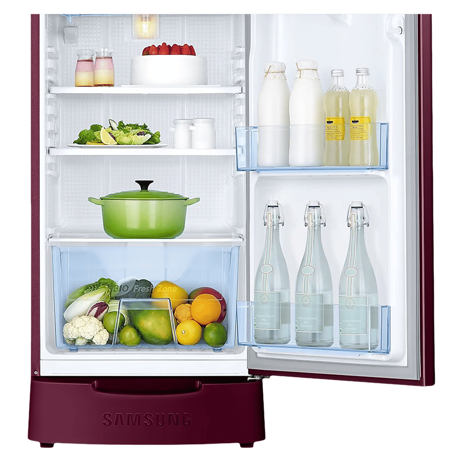 SAMSUNG Stylish Grande 183 Litres 5 Star Direct Cool Single Door Refrigerator with Anti Bacterial Gasket (RR20D2825RZ/NL, Burgundy Red)_7