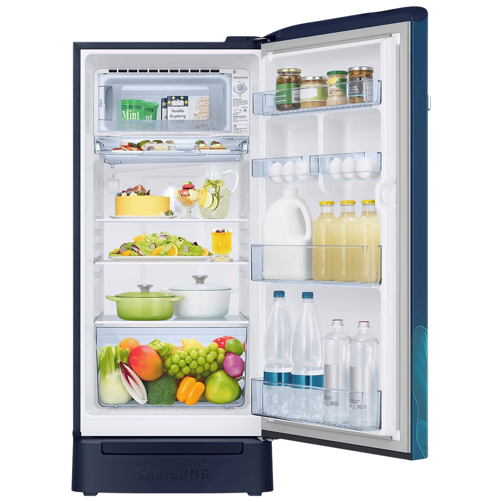 SAMSUNG Horizontal Curve 189 Litres 5 Star Direct Cool Single Door Refrigerator with Anti Bacterial Gasket (RR21D2H259U/HL, Paradise Bloom Blue) SAMSUNG Horizontal Curve 189 Litres 5 Star Direct Cool Single Door Refrigerator with Anti Bacterial Gasket (RR21D2H259U/HL, Paradise Bloom Blue)_4